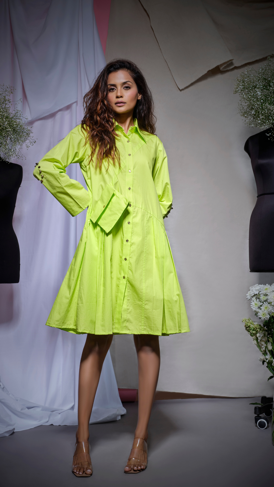 Lime green short flaired