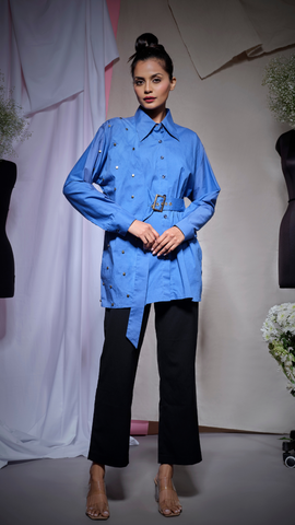 Slate blue zara top