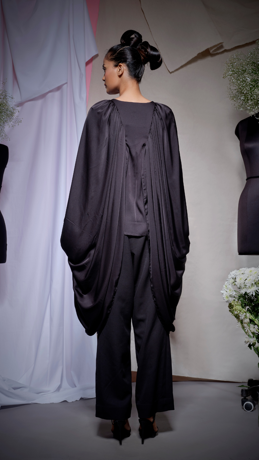 BLACK zara satin zipper top