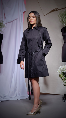 black pearl lycra short shirt dress