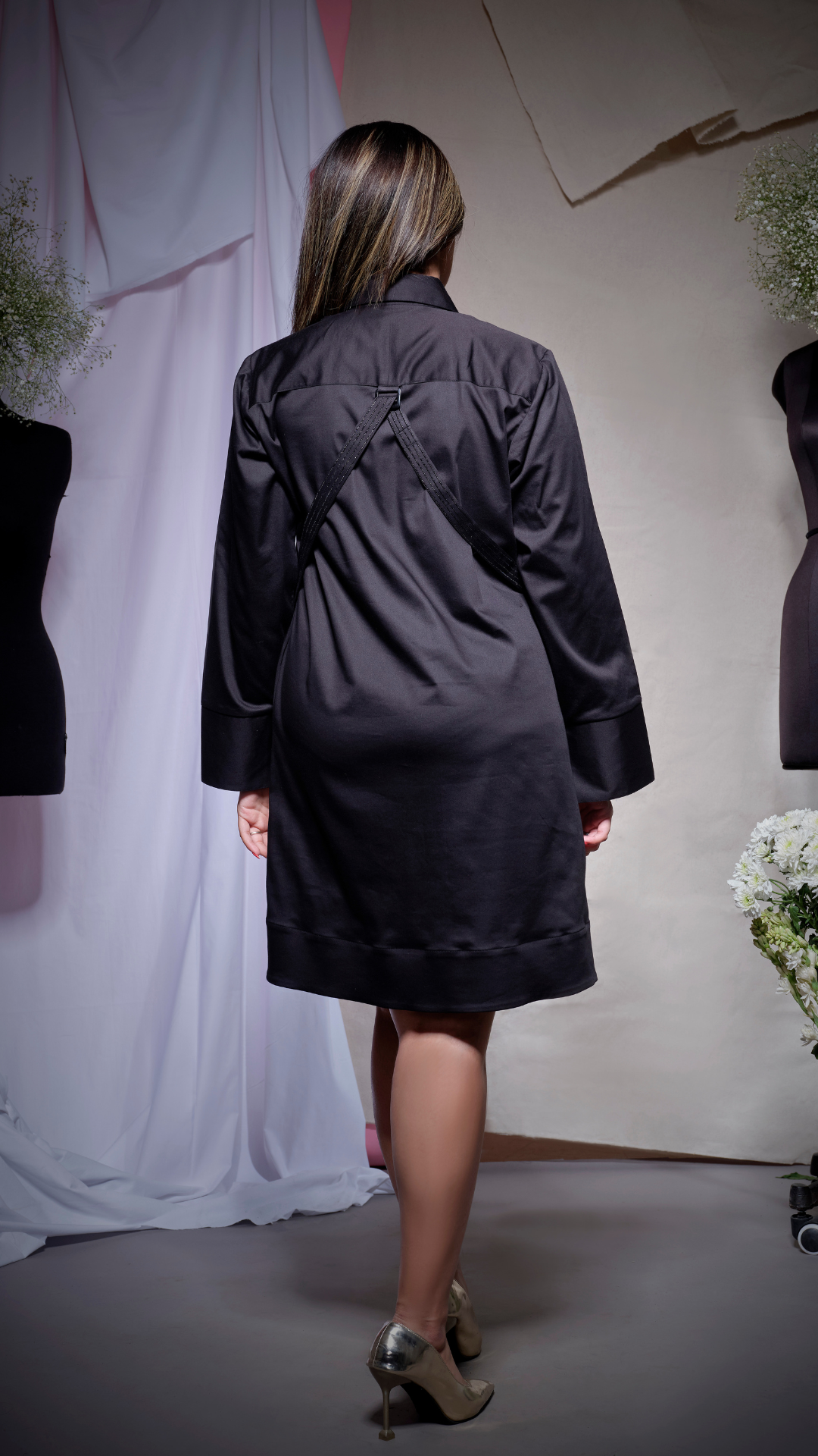 black pearl lycra short shirt dress