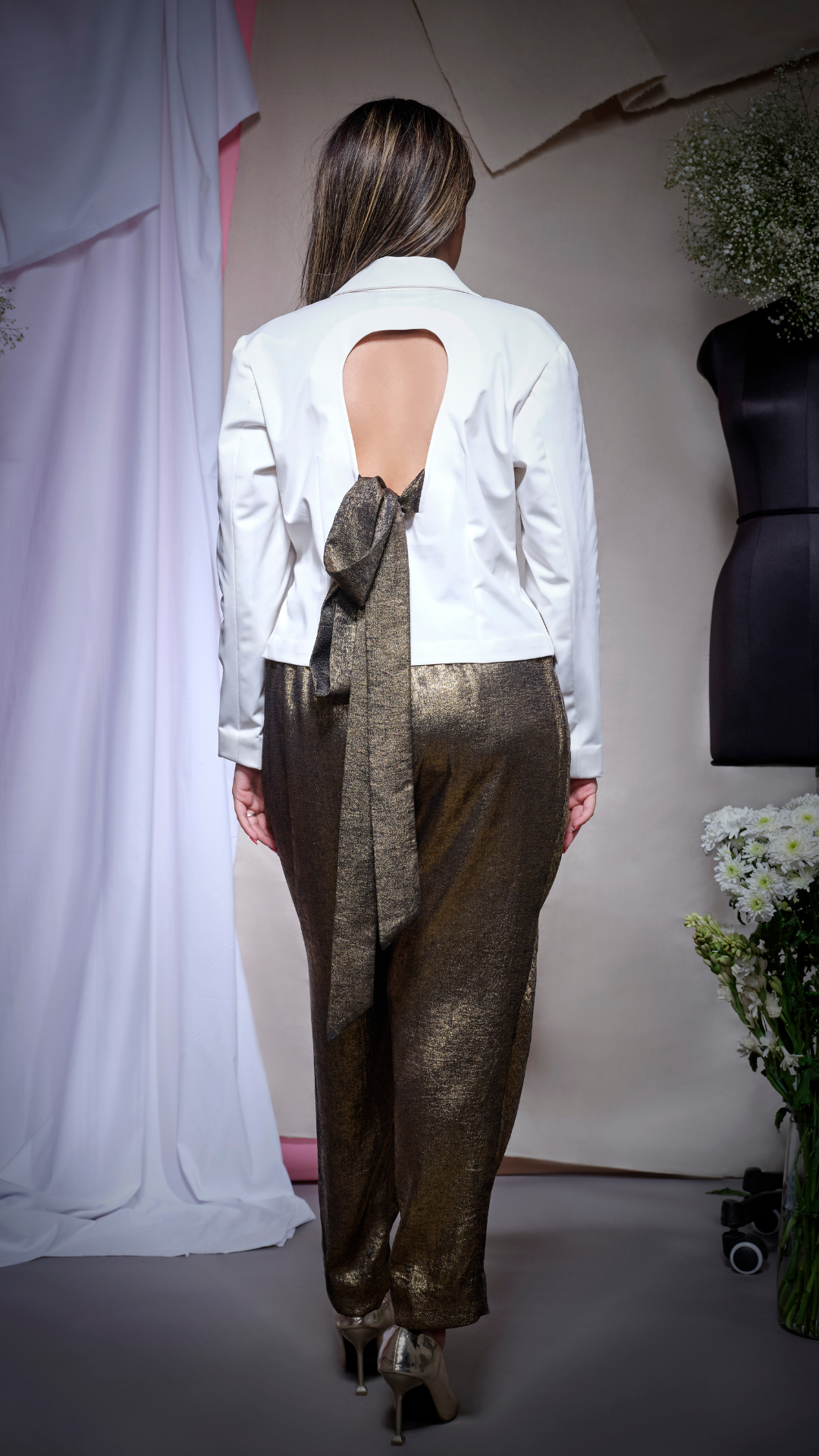 Gold black harom pants