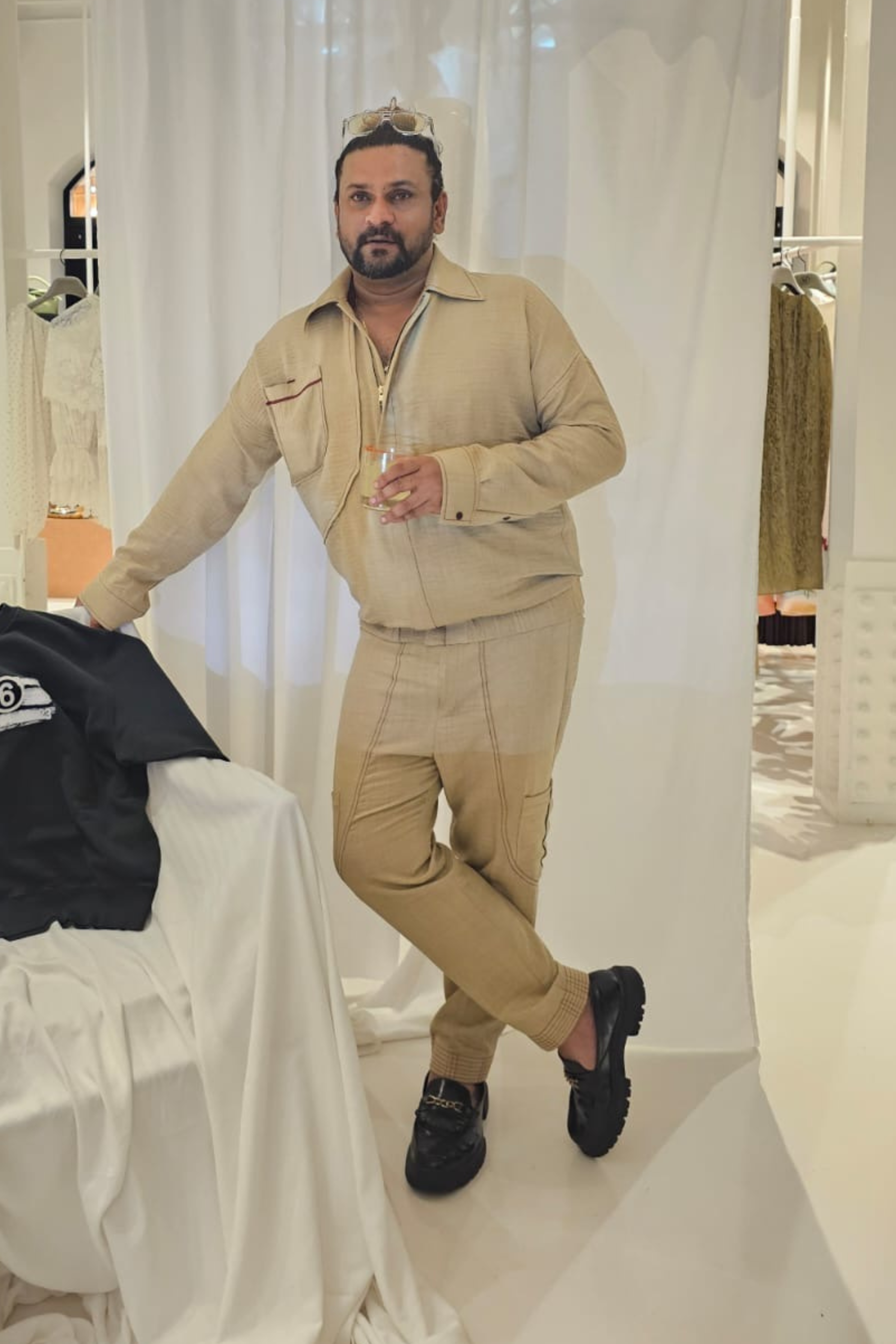 Beige Linen Blend Shacket with