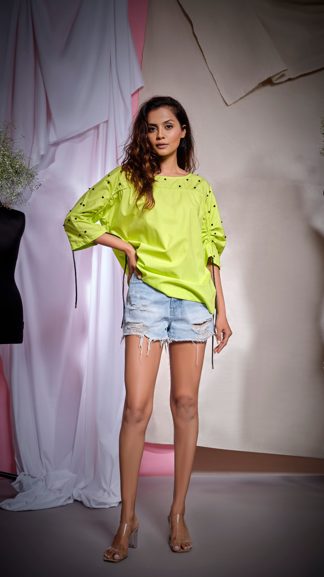 Lime green round neck top