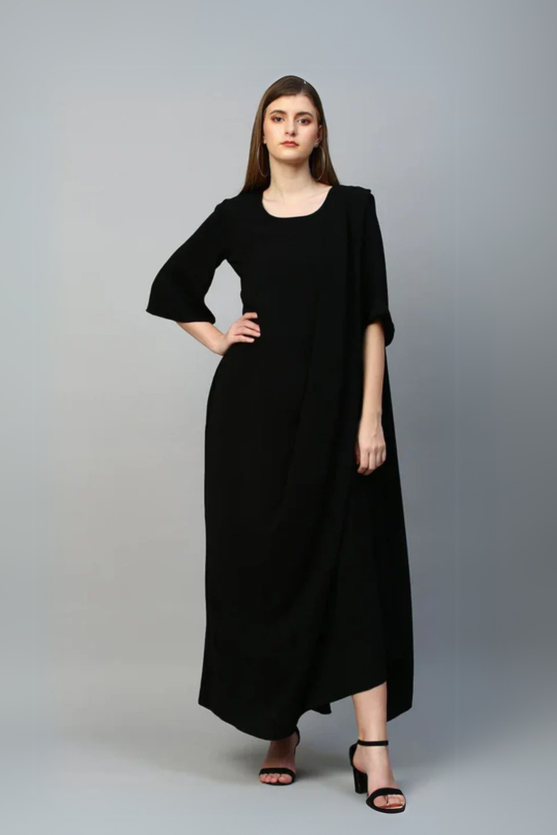 Black top with white pants cord set