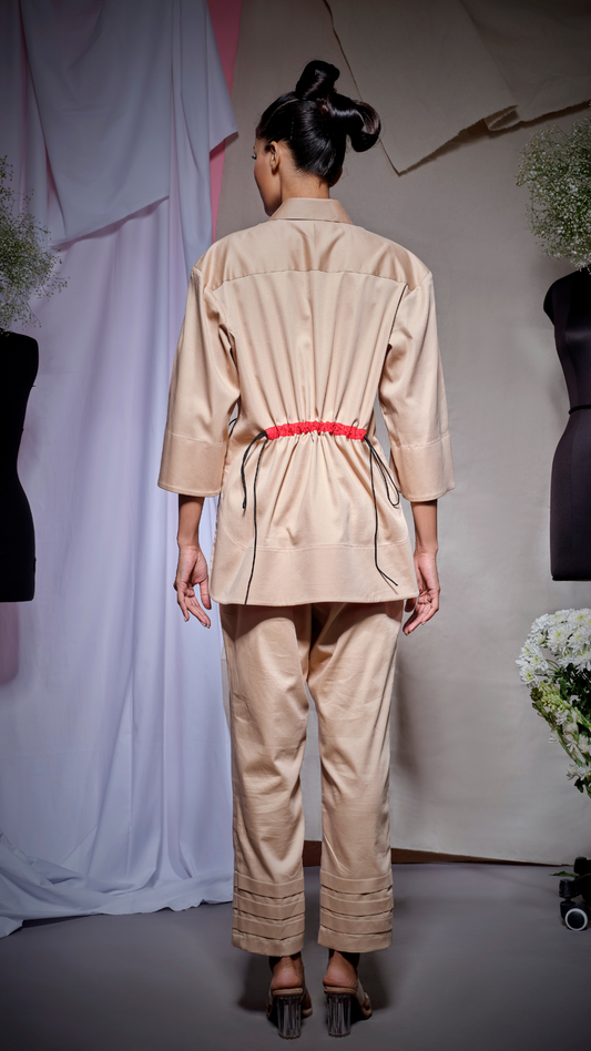 Beige pearl lycra coord set