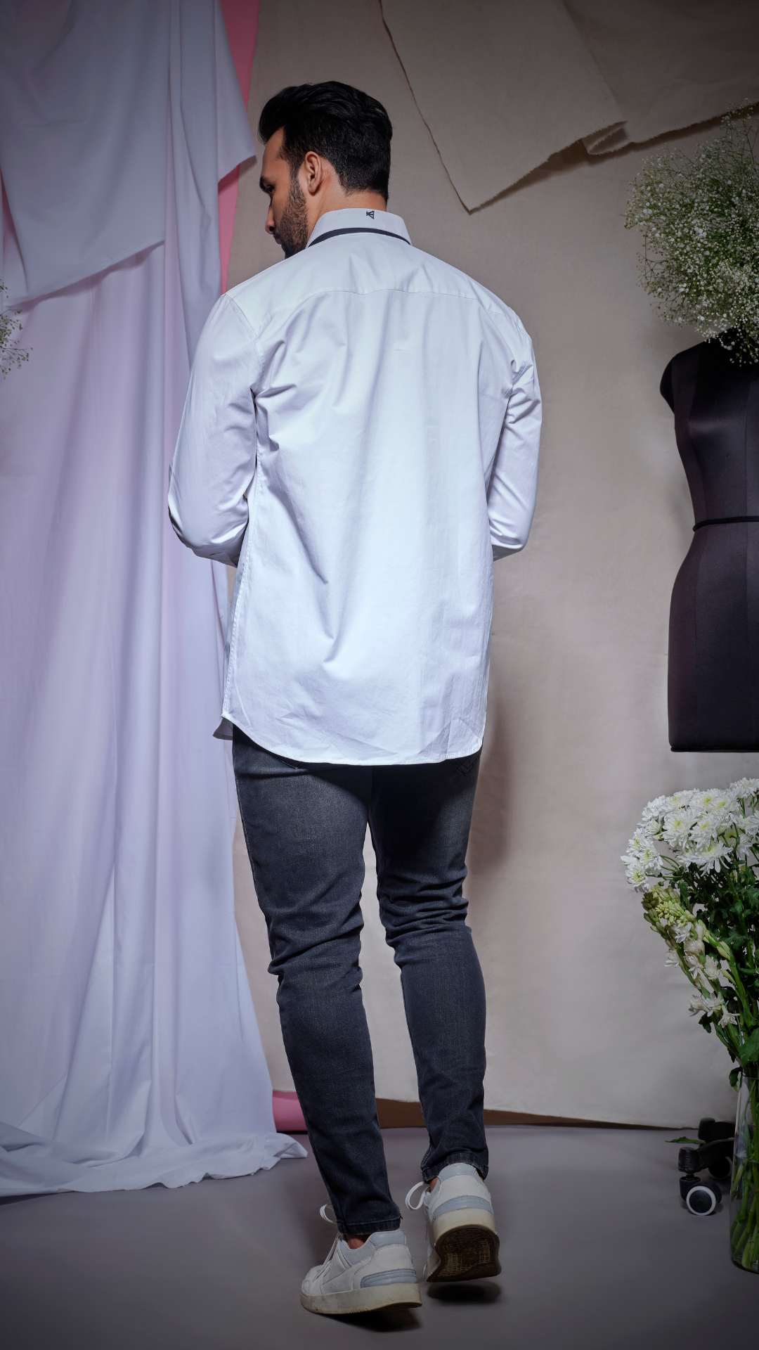 White zara cotton shirt with extra collar made with black zara cotton