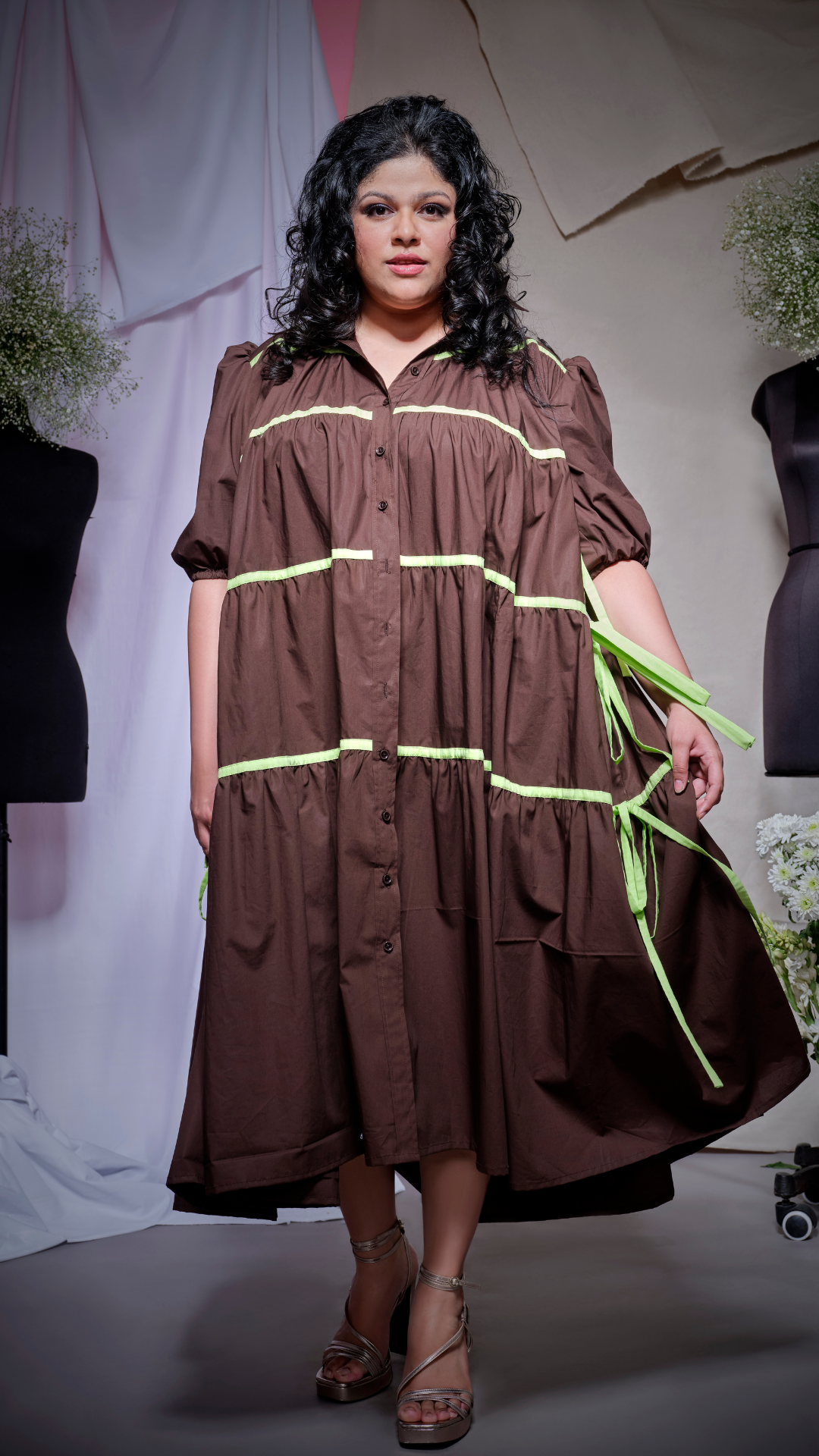 Brown zara cotton long shirt