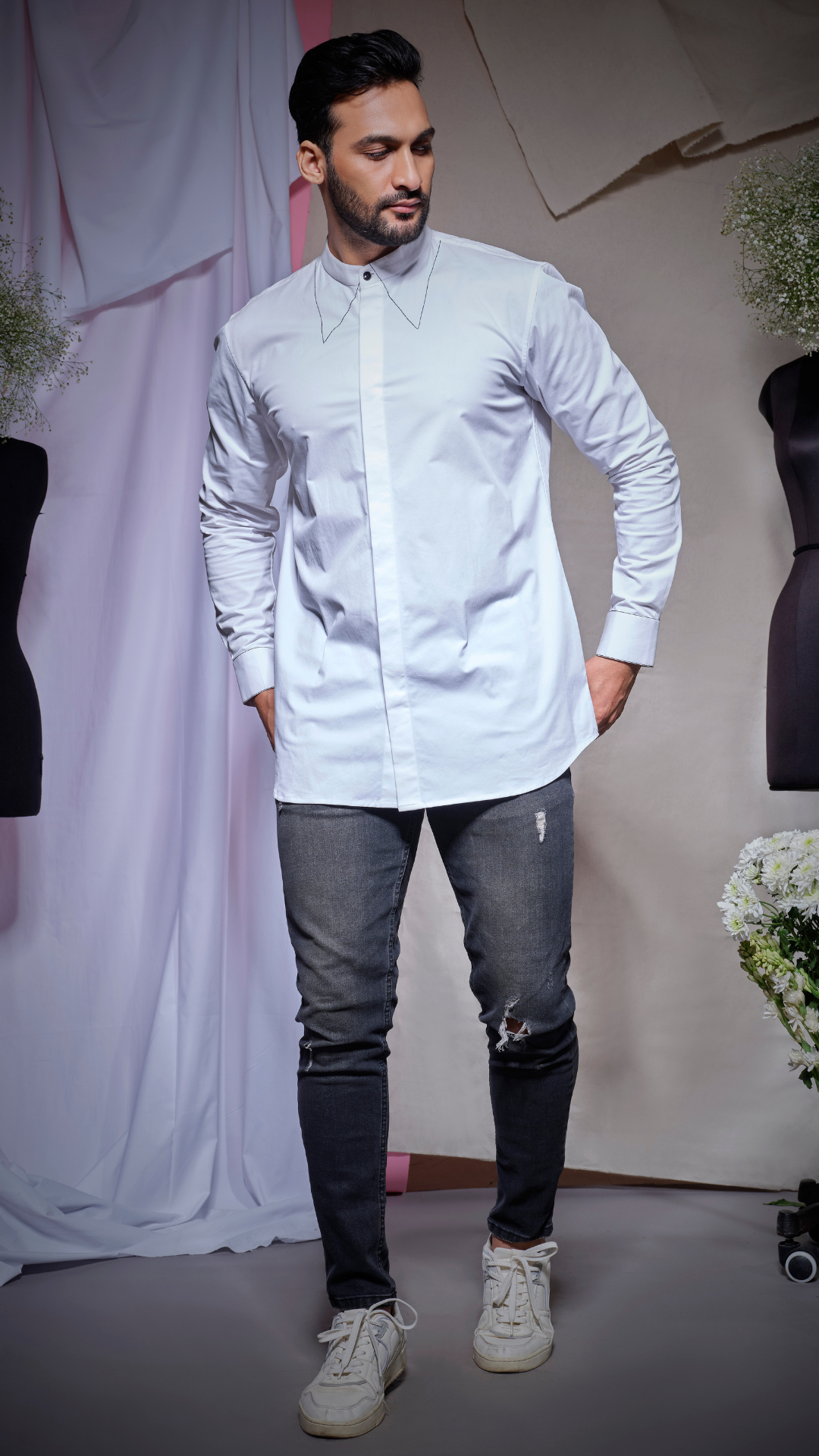 White zara shirt with cheat collar