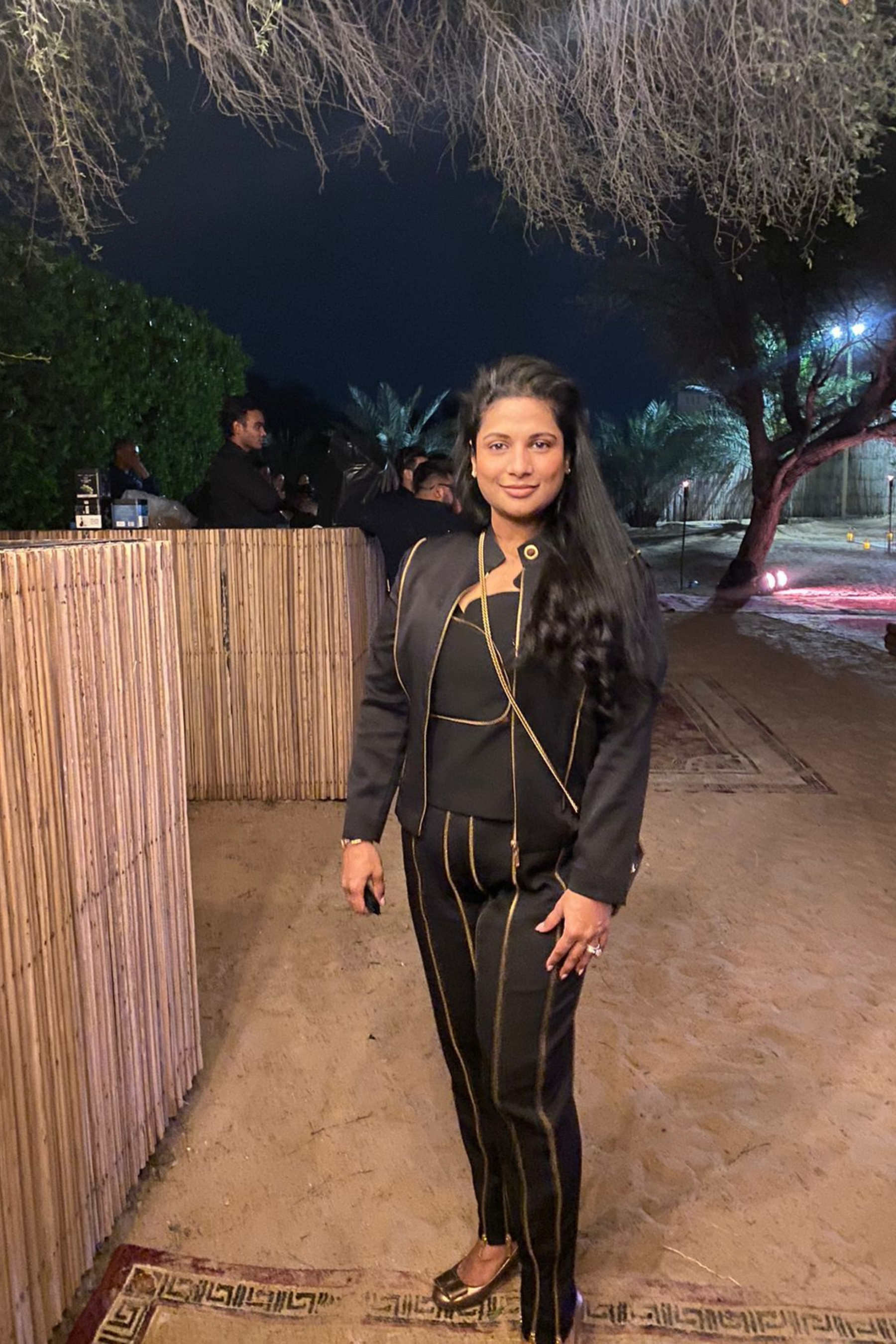 Gold Zipper Black Scuba Pants and Pebble Top with Crop Jacket