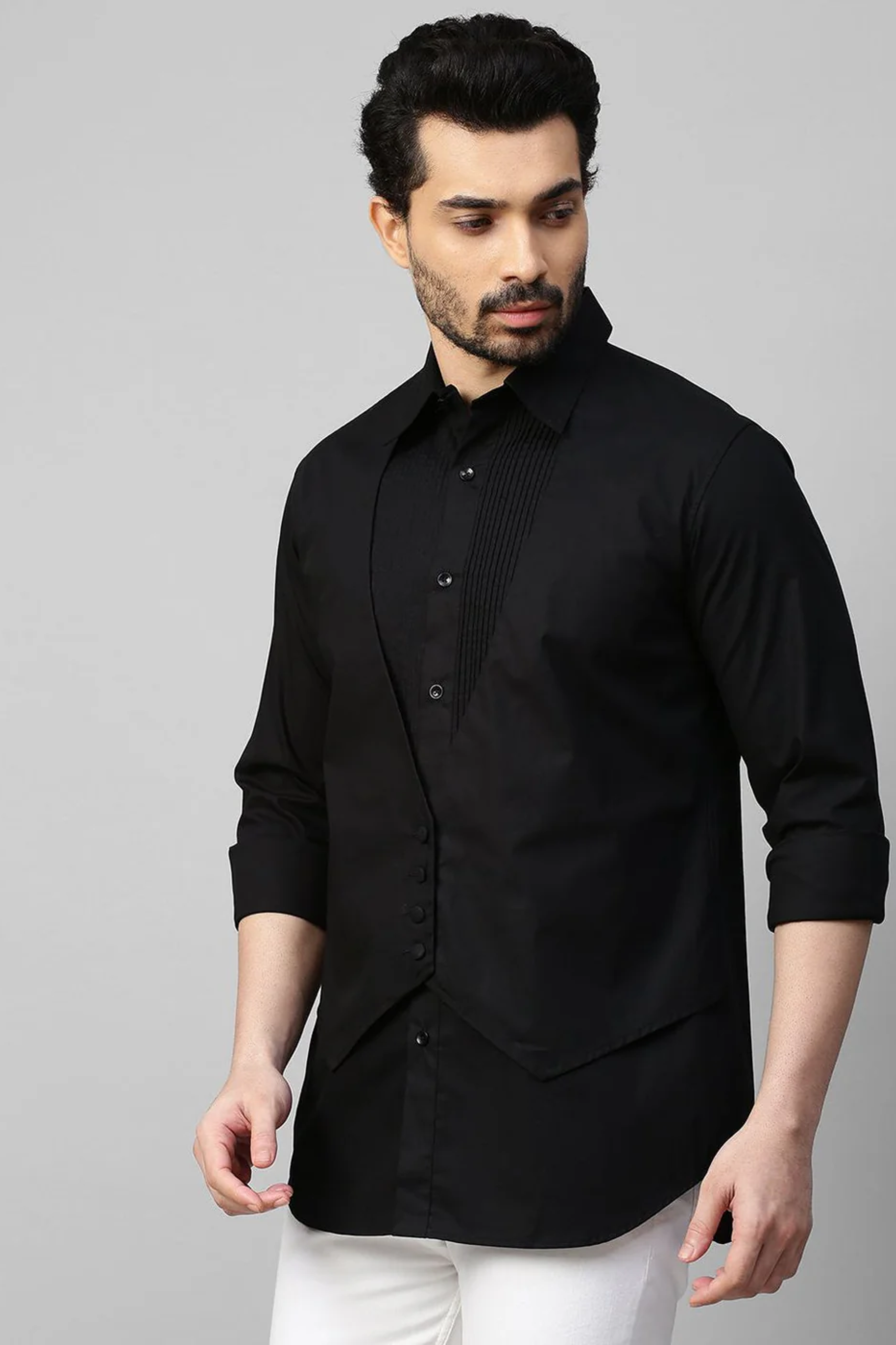 Black waistcoat feature shirt