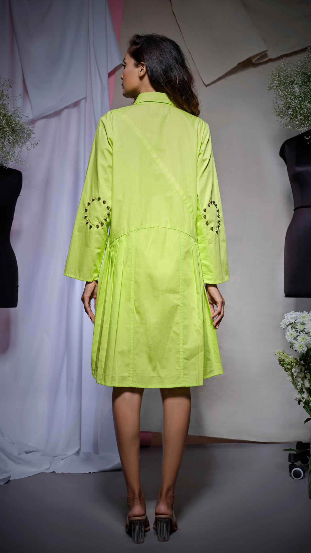 Lime green short flaired