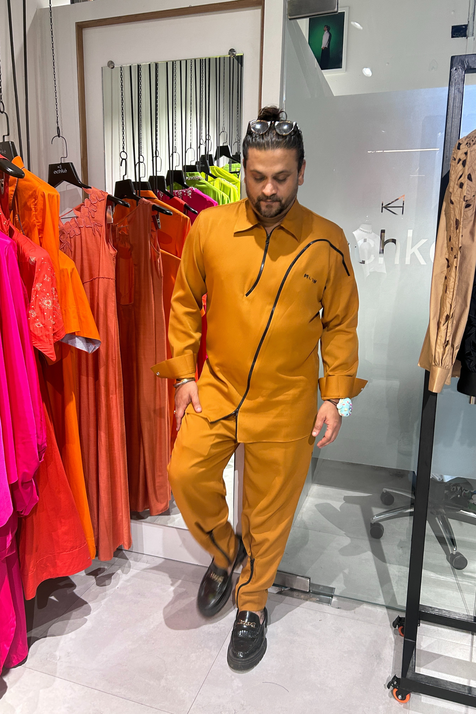 Tan Scuba Zipper Detailing Co-ord