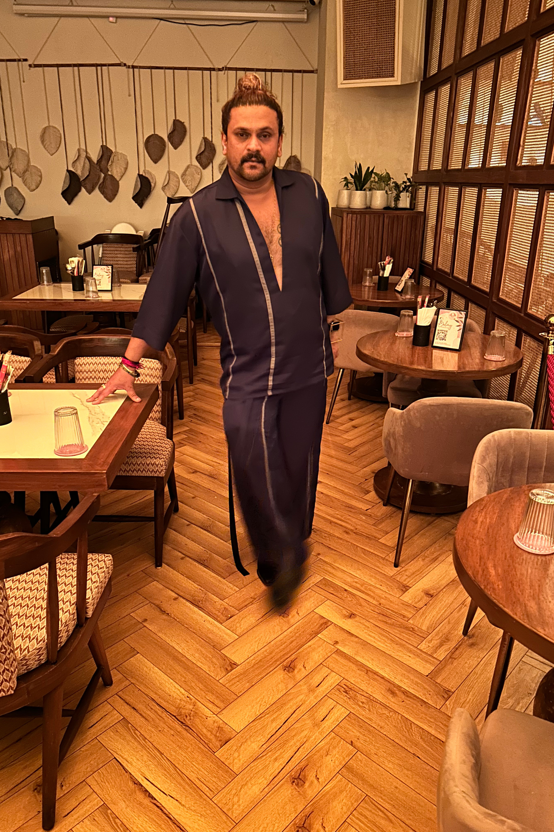 Blue Cotton Co-ord with Piping Detailing