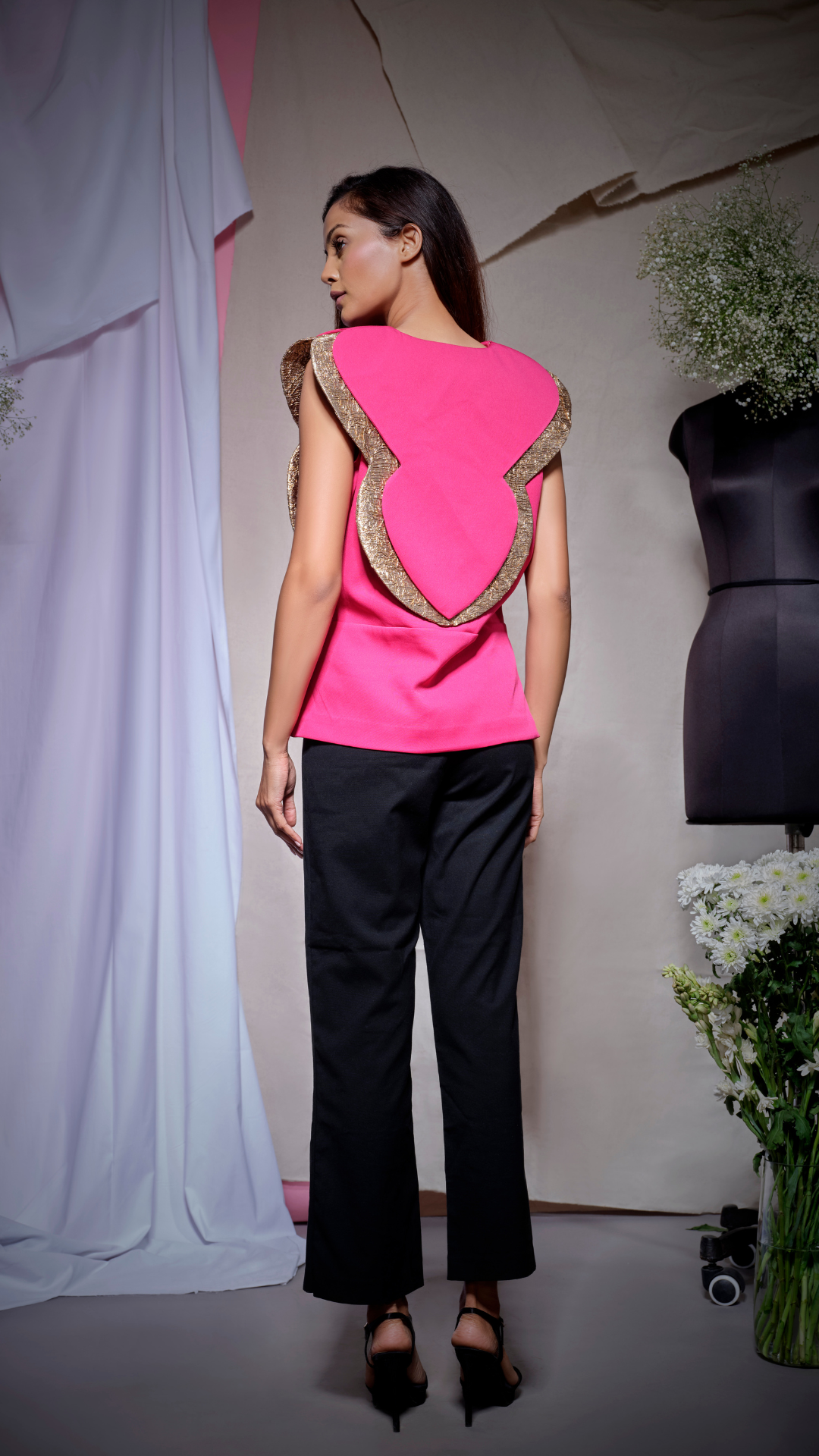 Dark pink scuba bib top