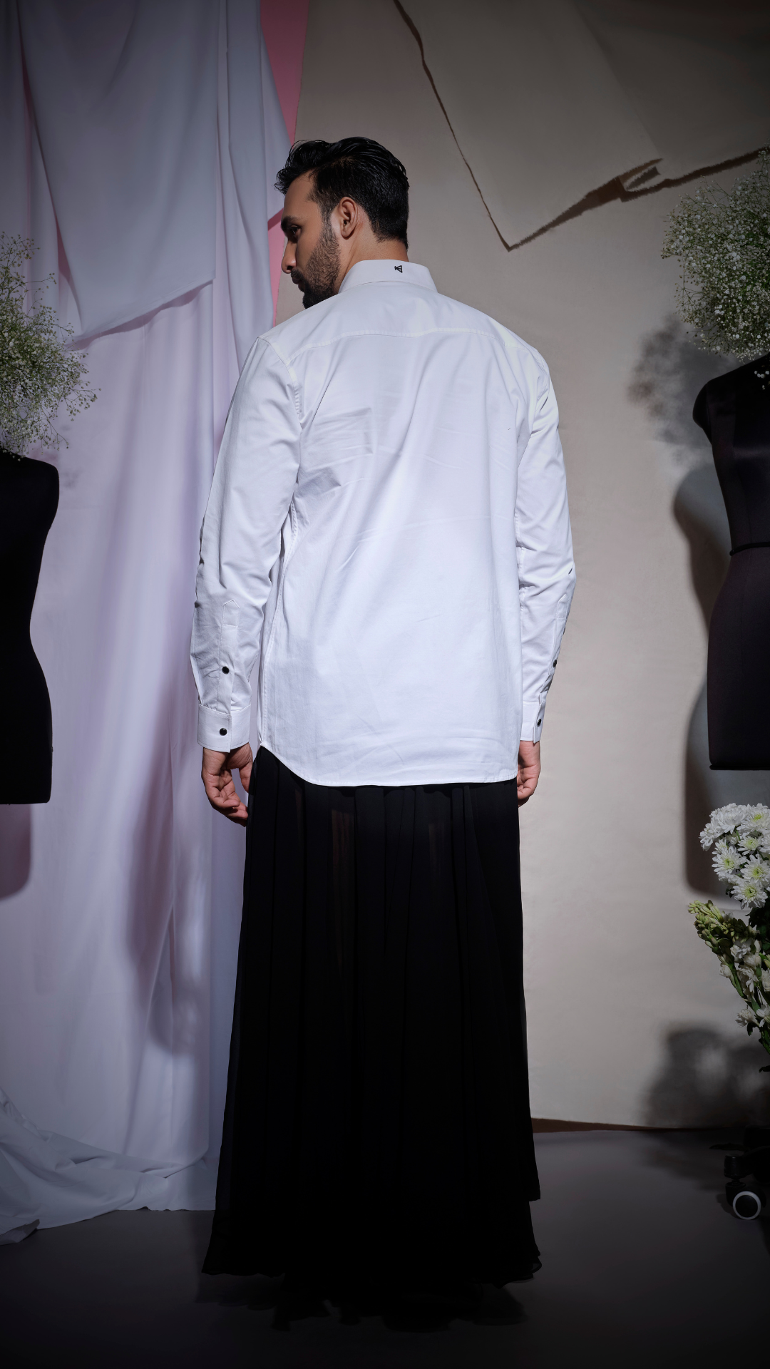 White zara cotton with front half stitch yoke features over half pocket