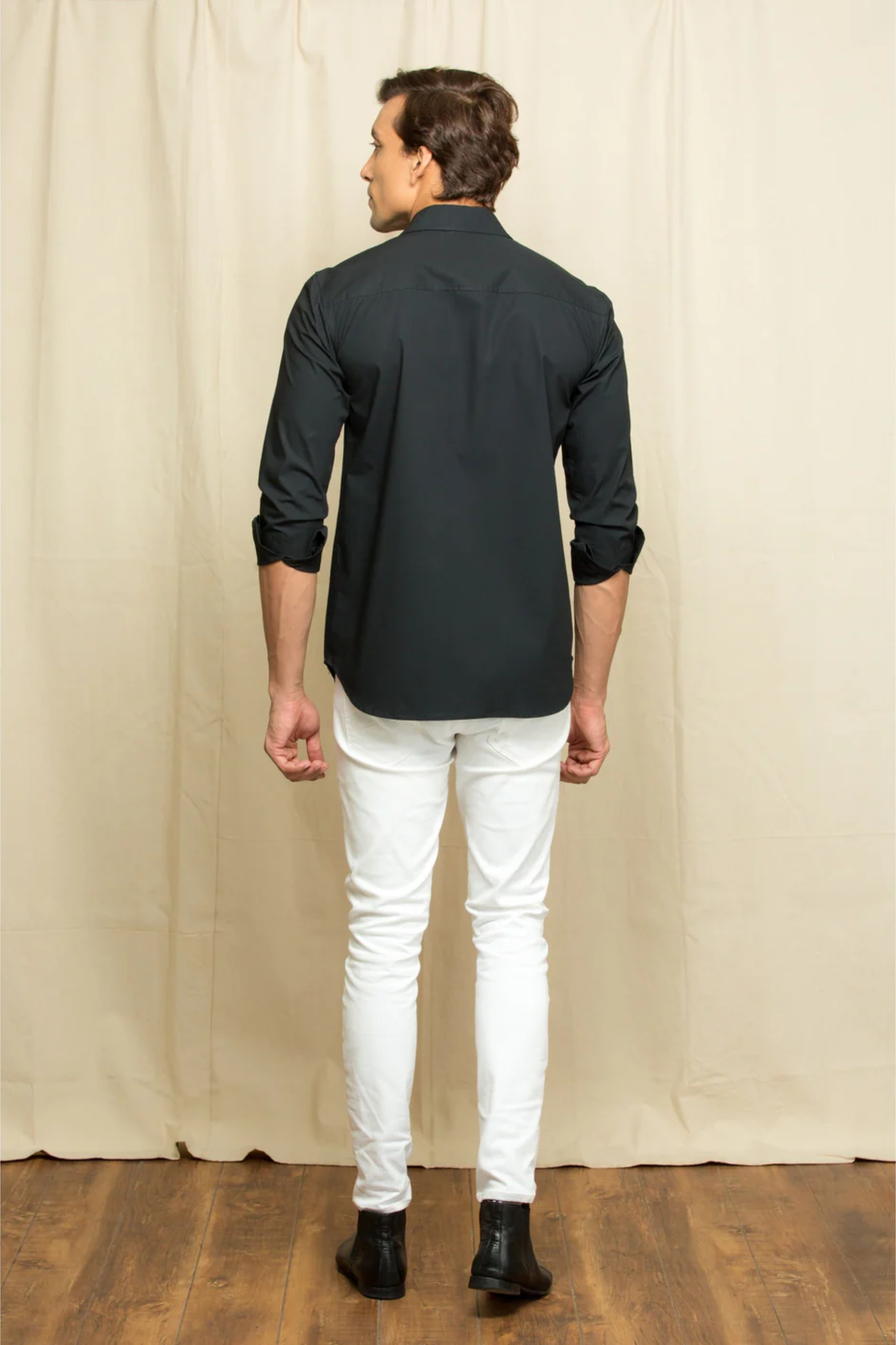 Black shirt with broad zip