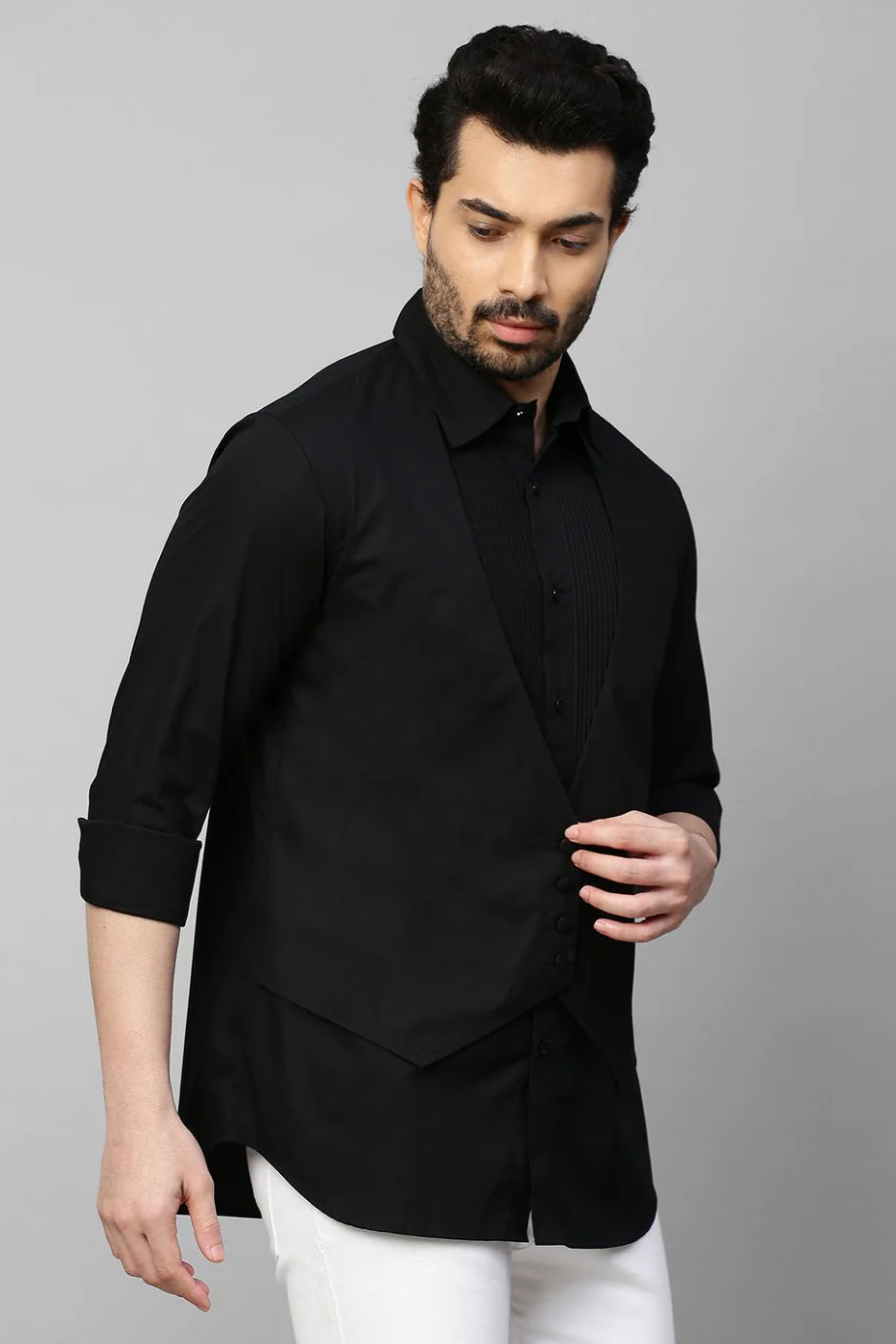 Black waistcoat feature shirt