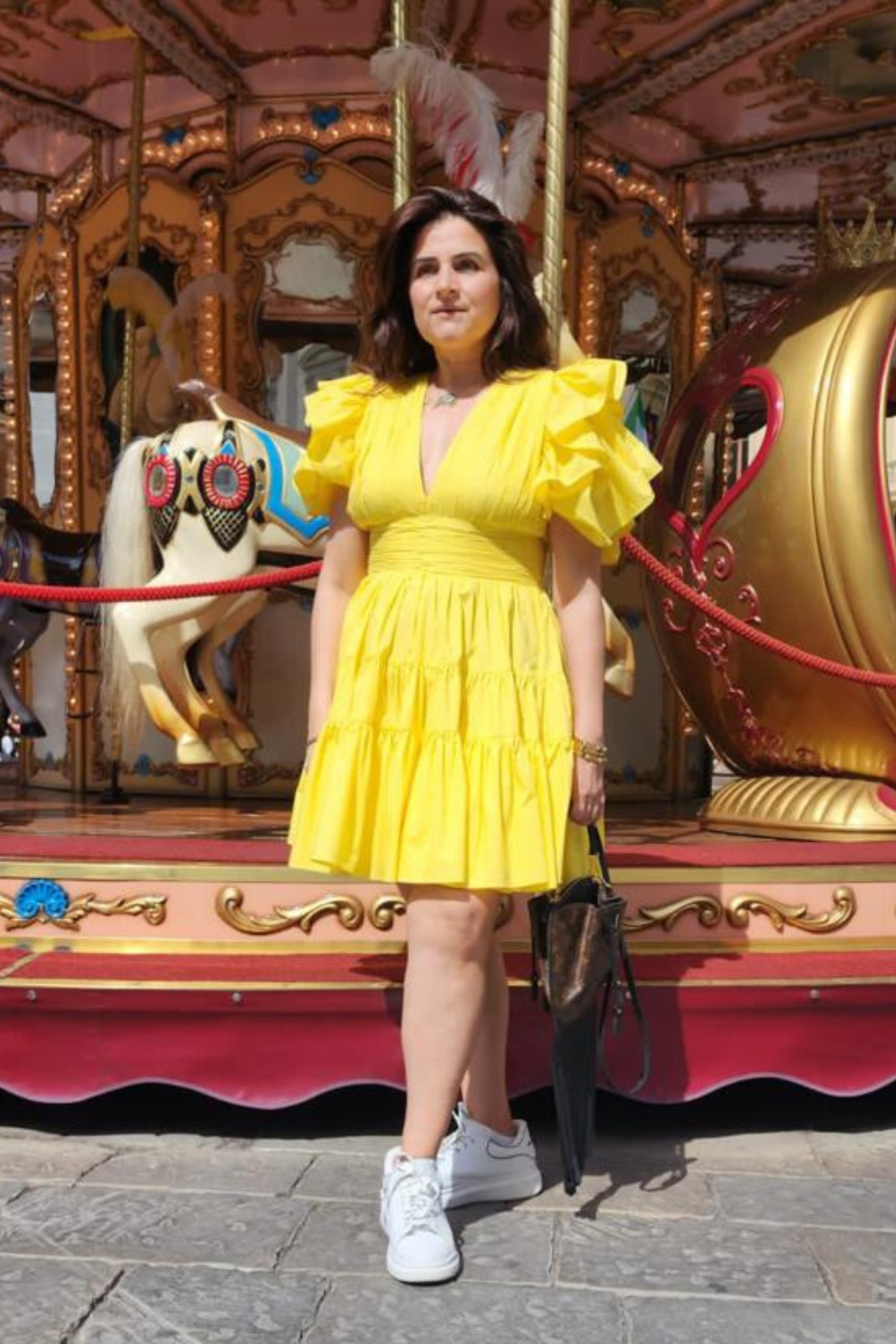Yellow Ruffle Sleeve Dress