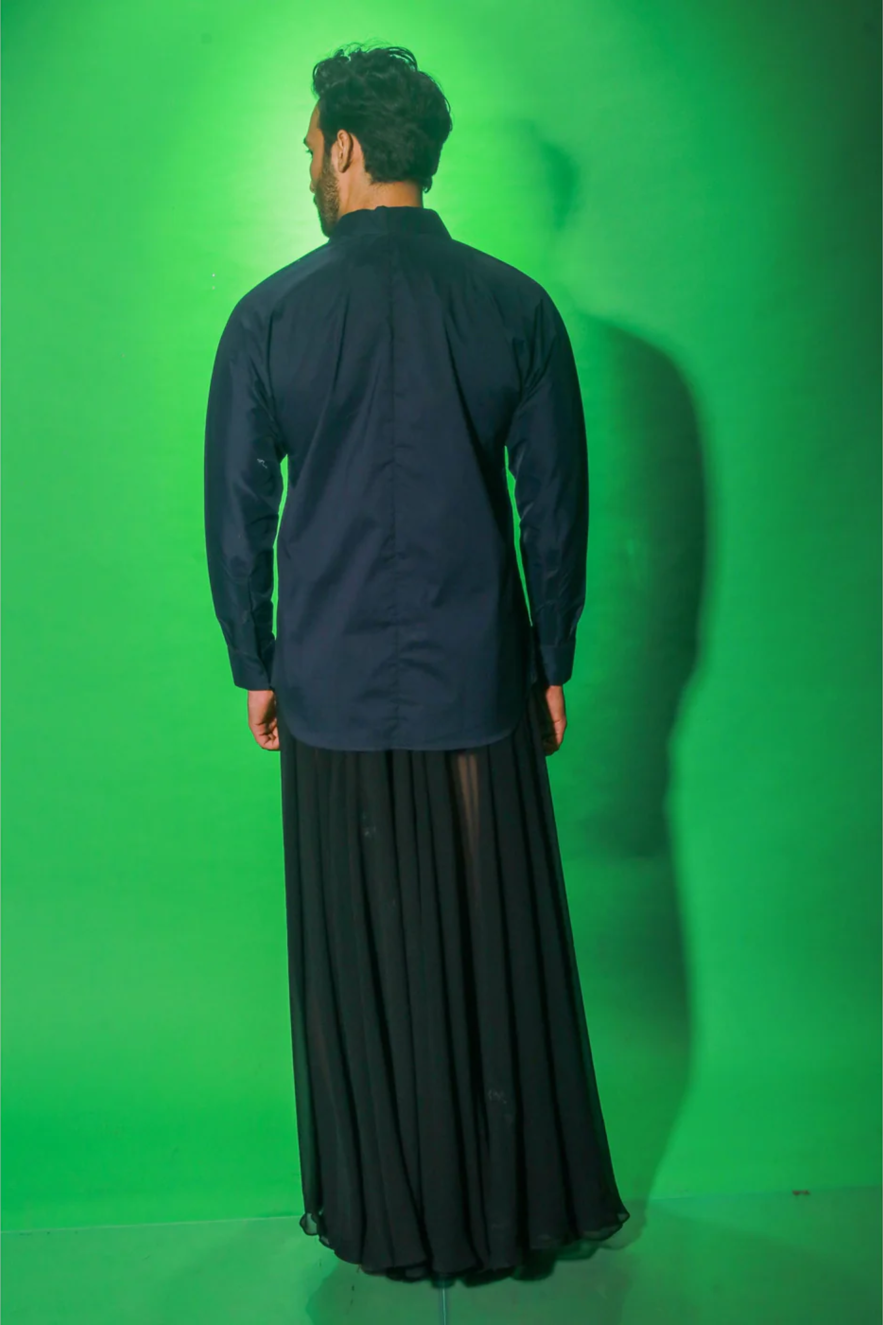 Blue shirt with self buttons