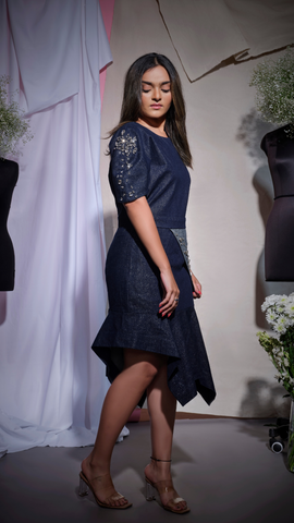 Shimmer denim body fit