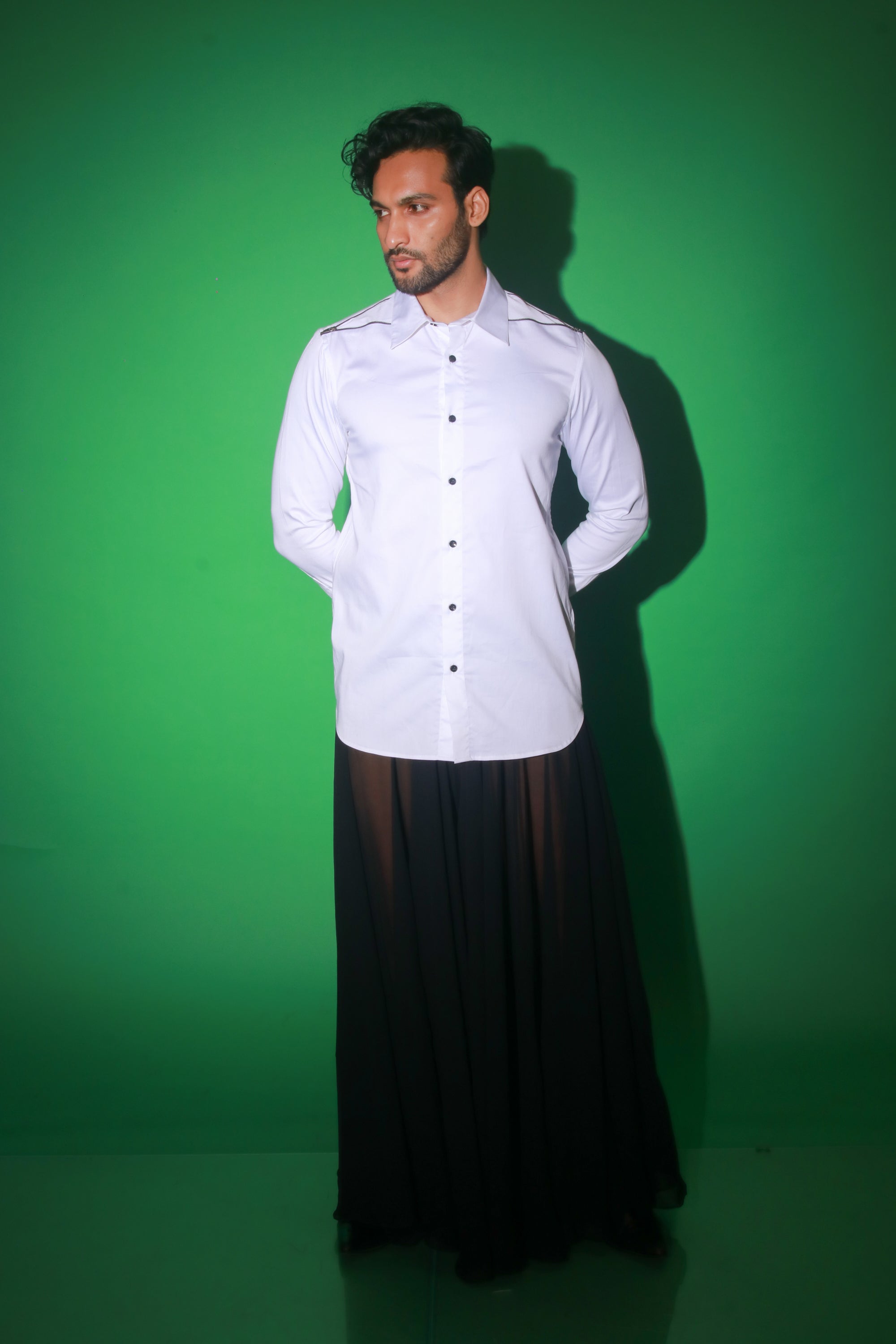 White shirt with zipper feature