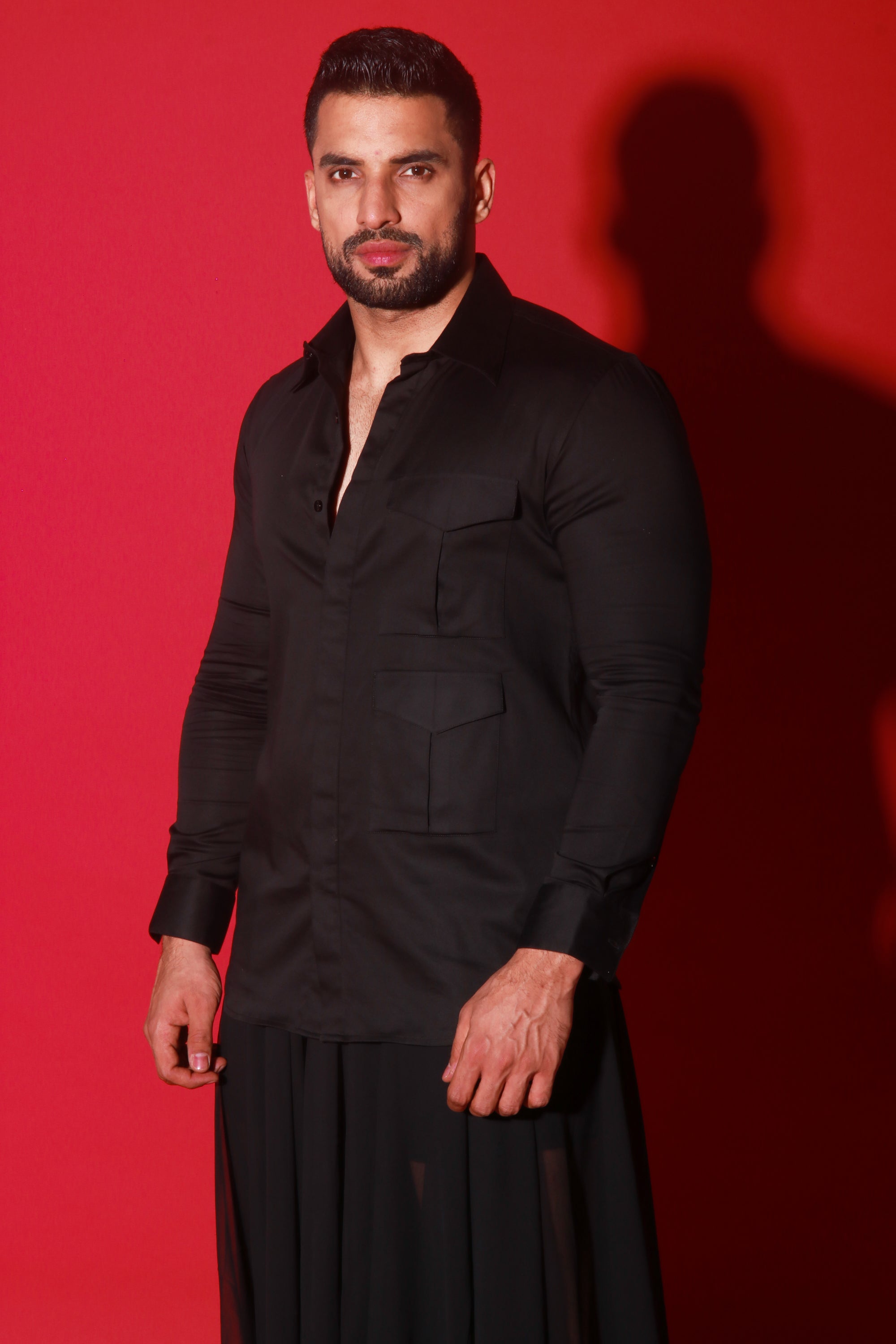 Black shirt with safari pocket