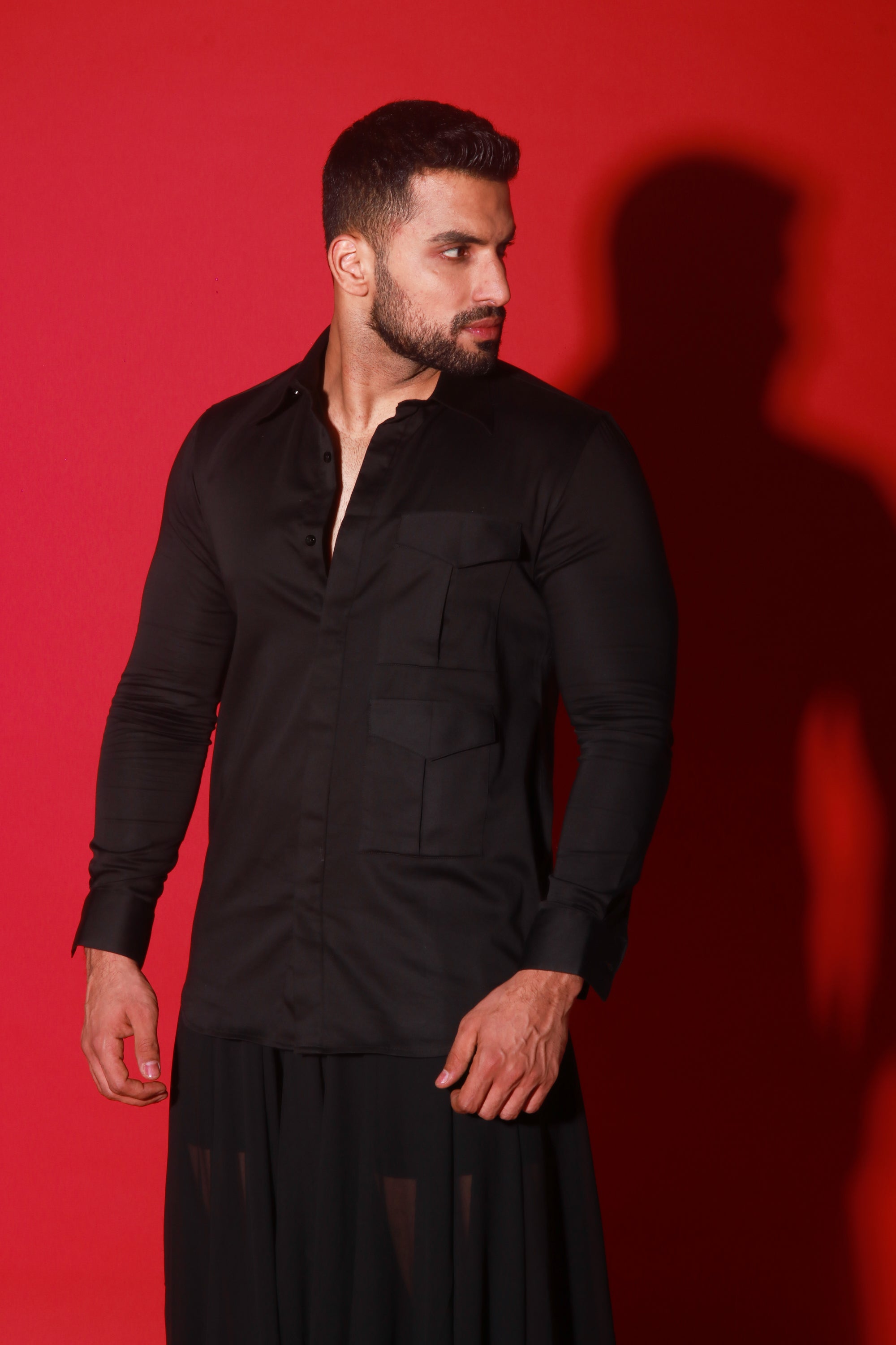Black shirt with safari pocket