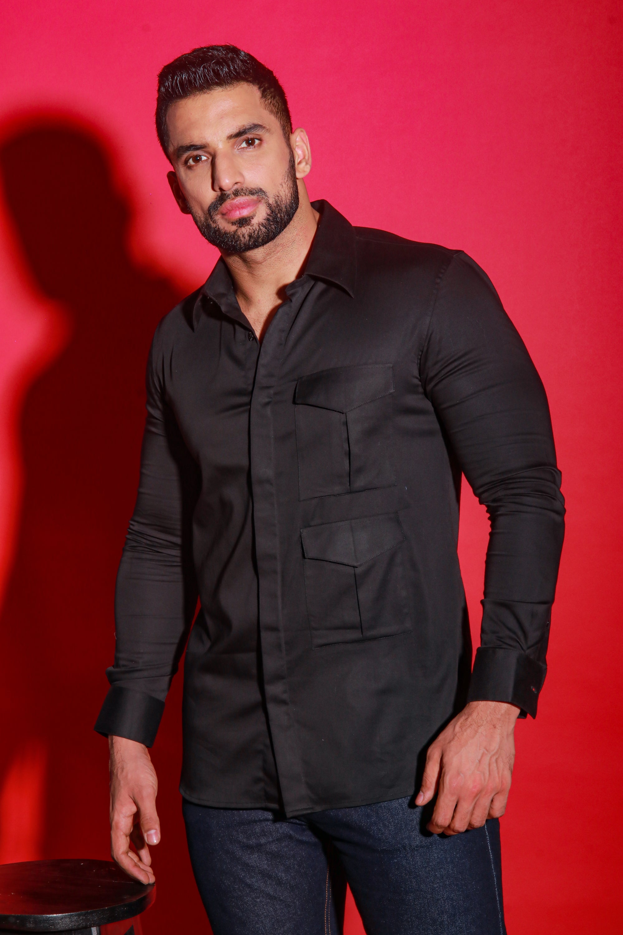 Black shirt with safari pocket