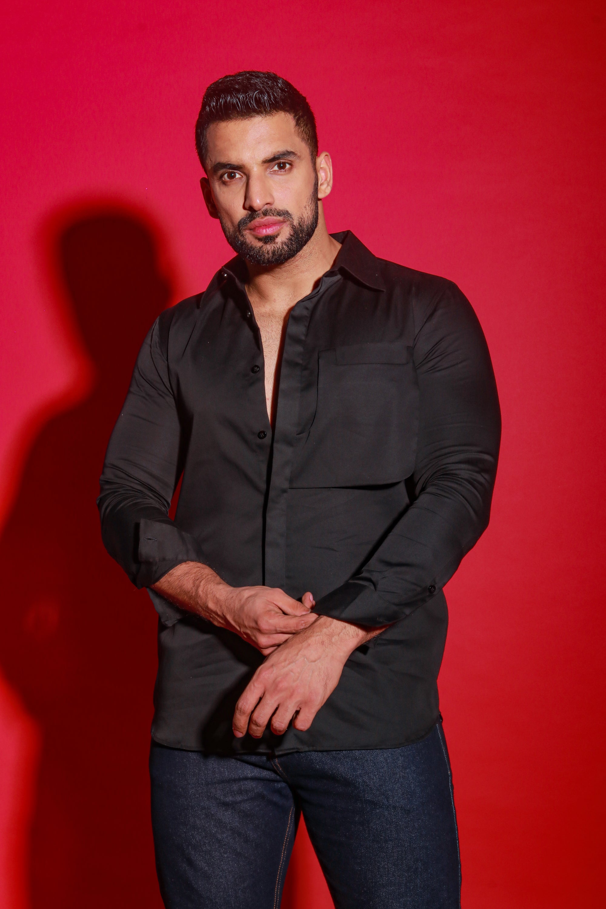 Black shirt with pocket feature