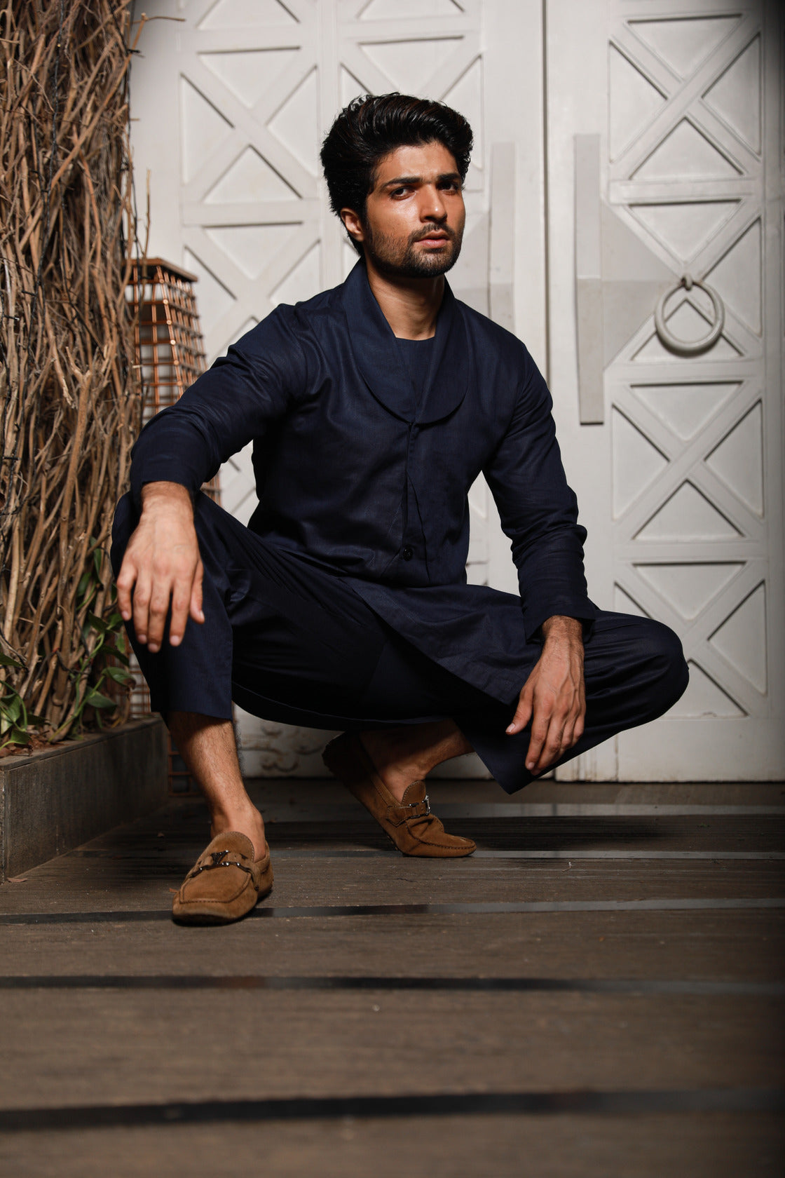 Blue linen jacket co-ord set