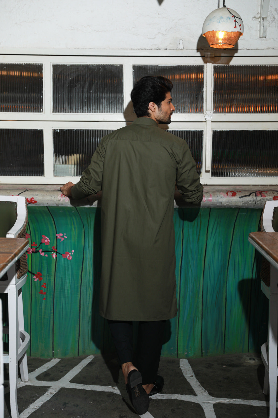 Olive green and black co-ord set