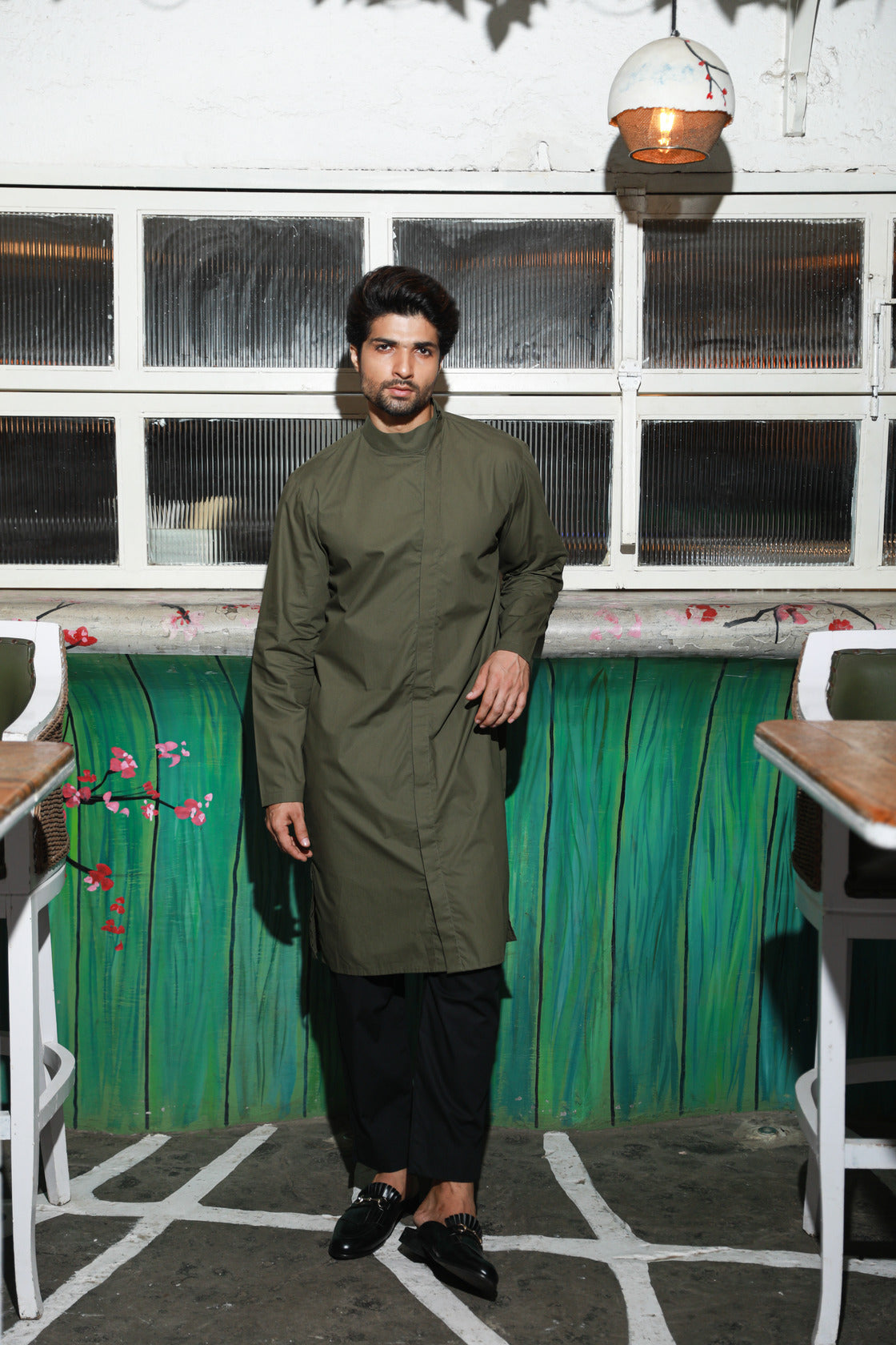 Olive green and black co-ord set