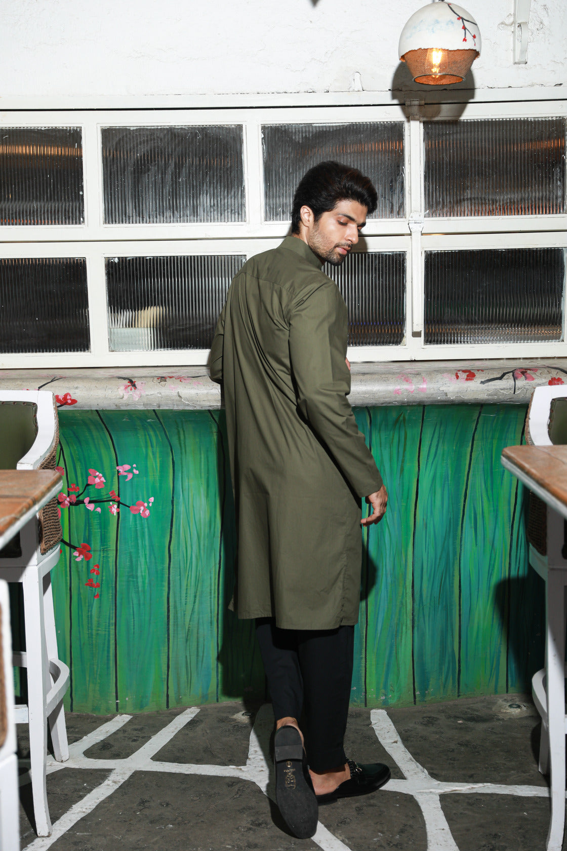 Olive green and black co-ord set