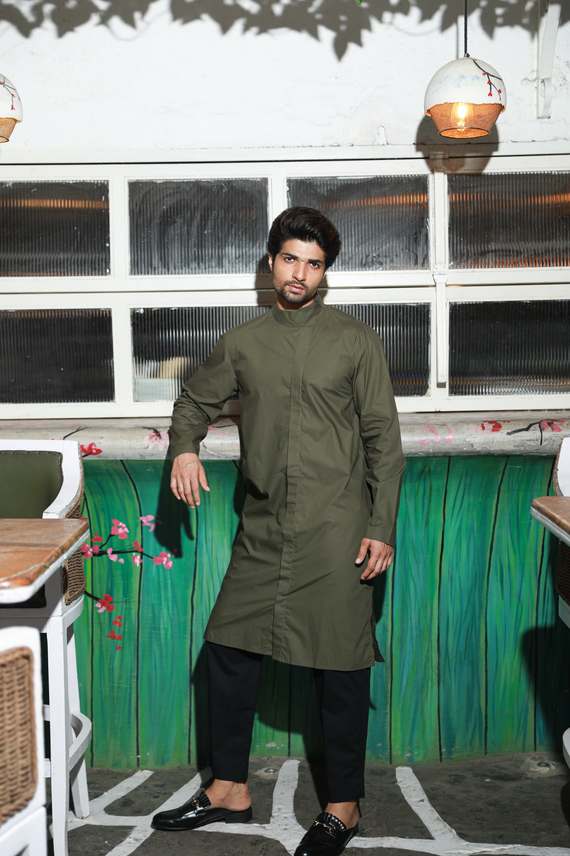 Olive green and black co-ord set