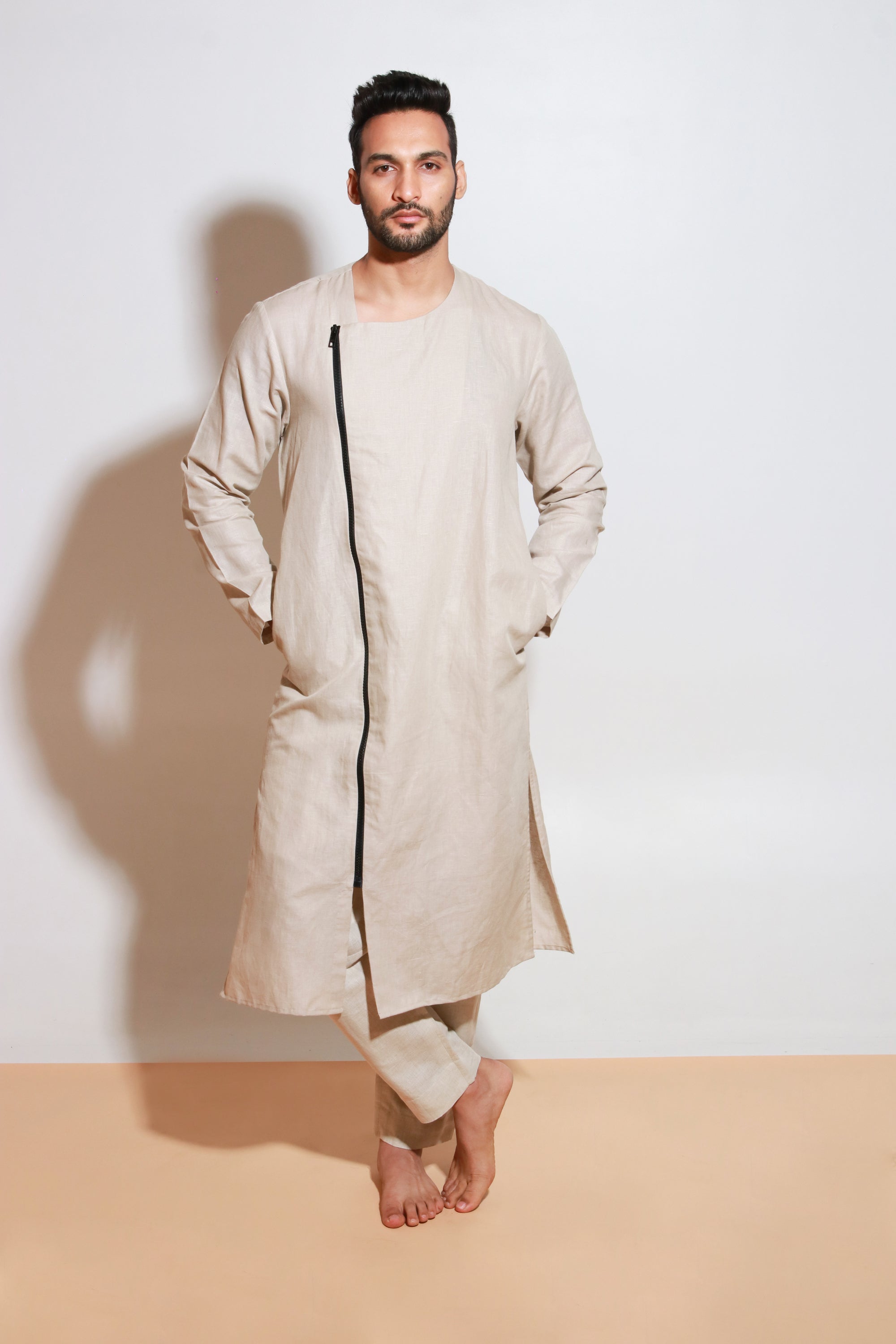 Ecru co-ord set with long zip