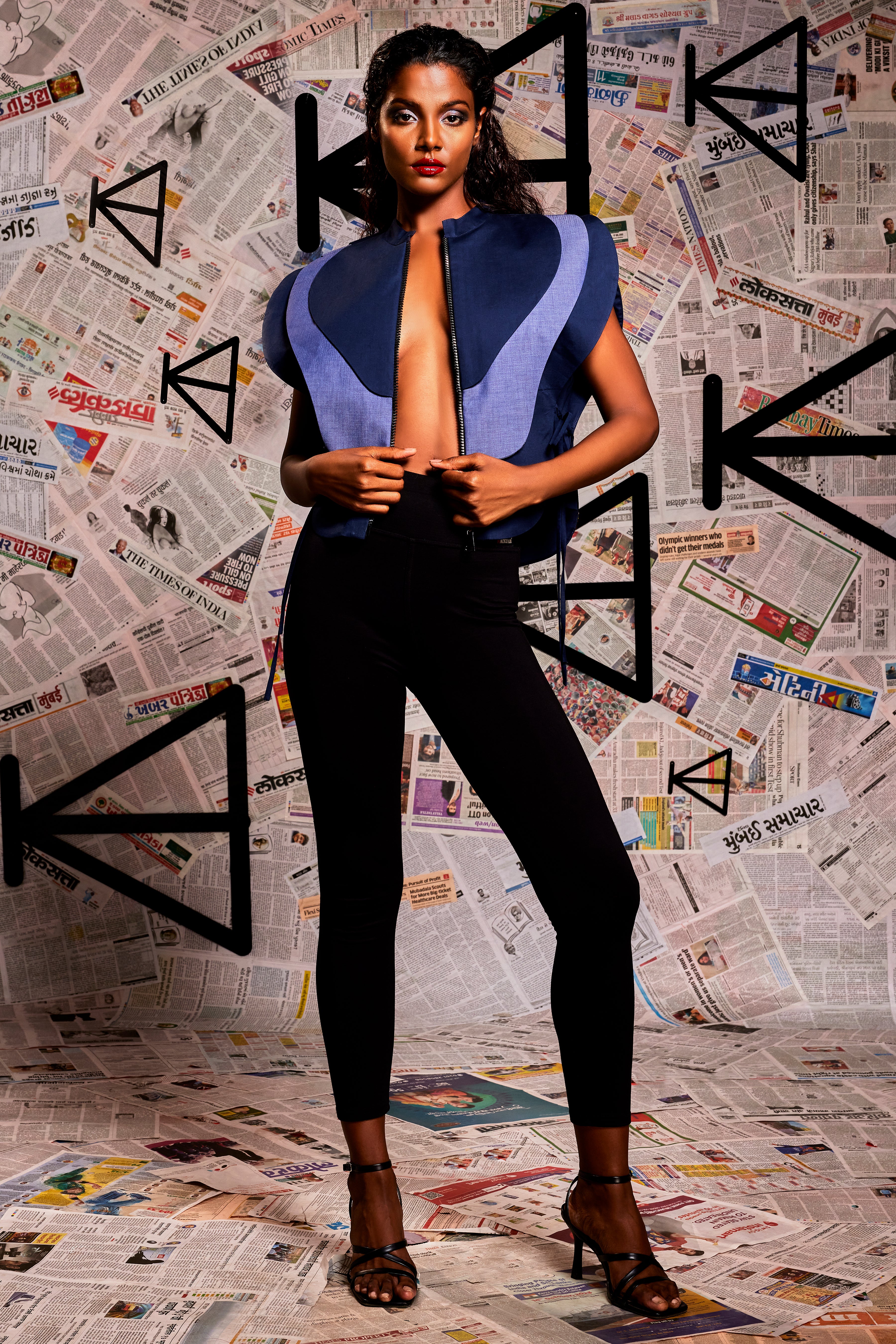 Blue armoured top with petal feature yoke.