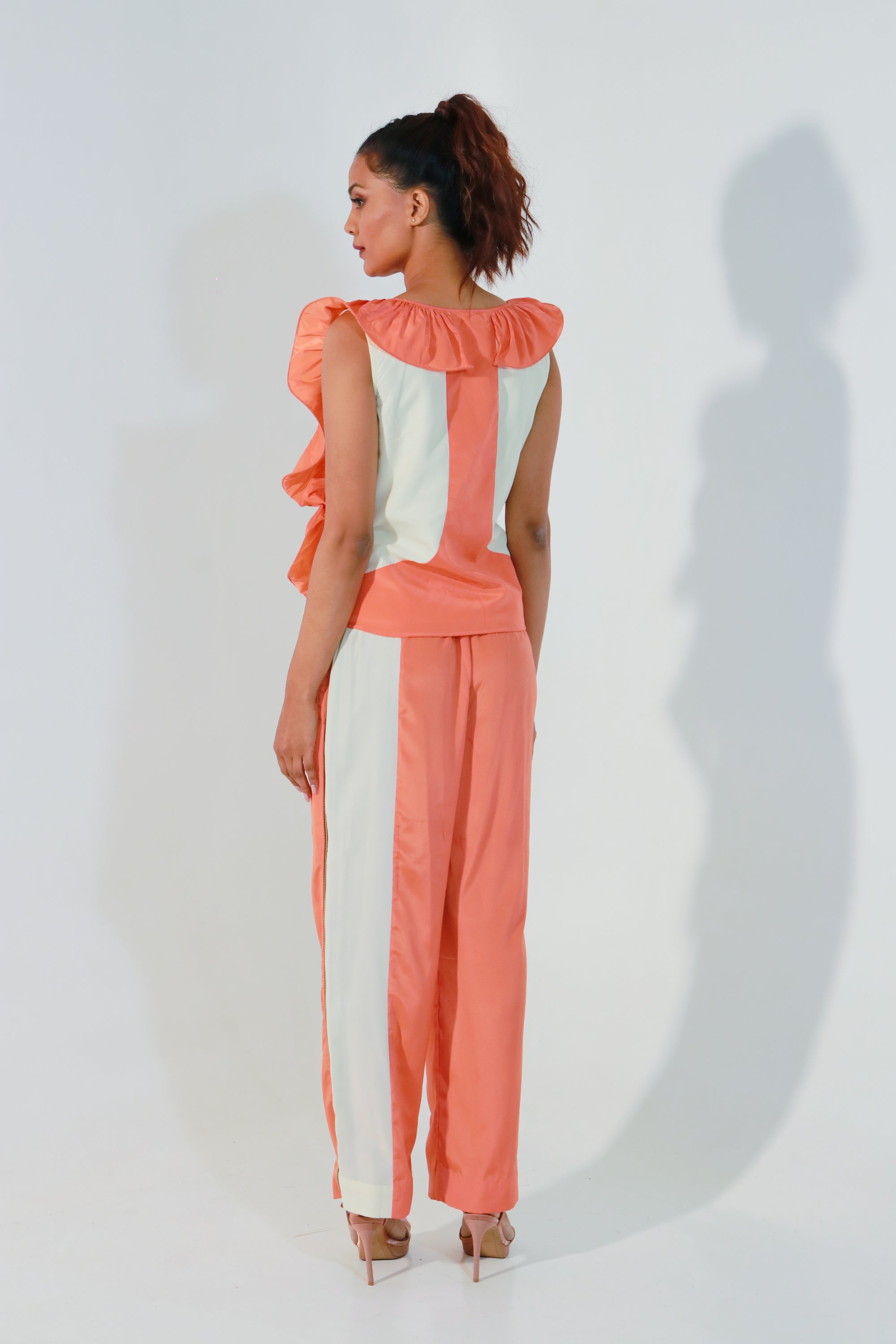 Coral colour-block co- ord set