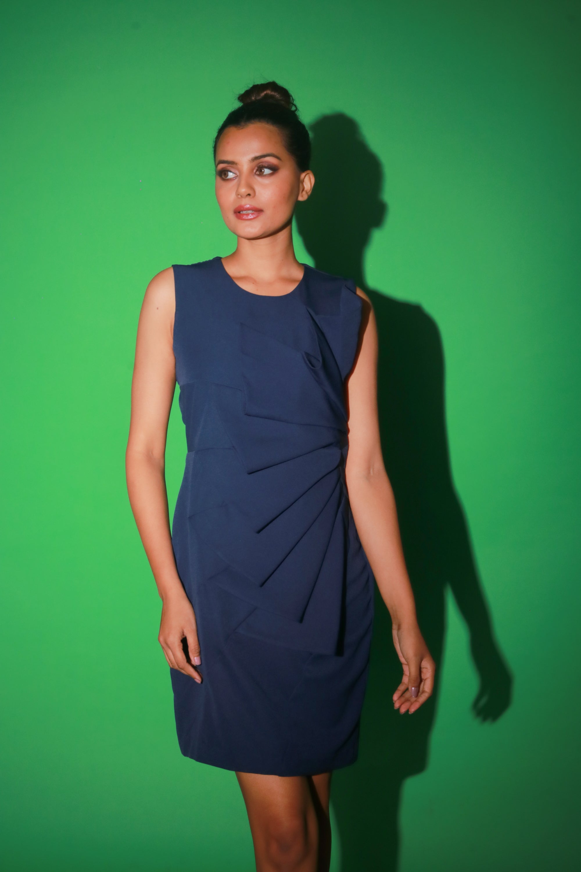 Blue short dress with a scone pattern