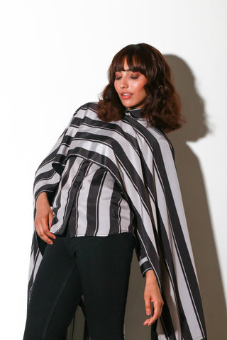 black / white stripes shawl top