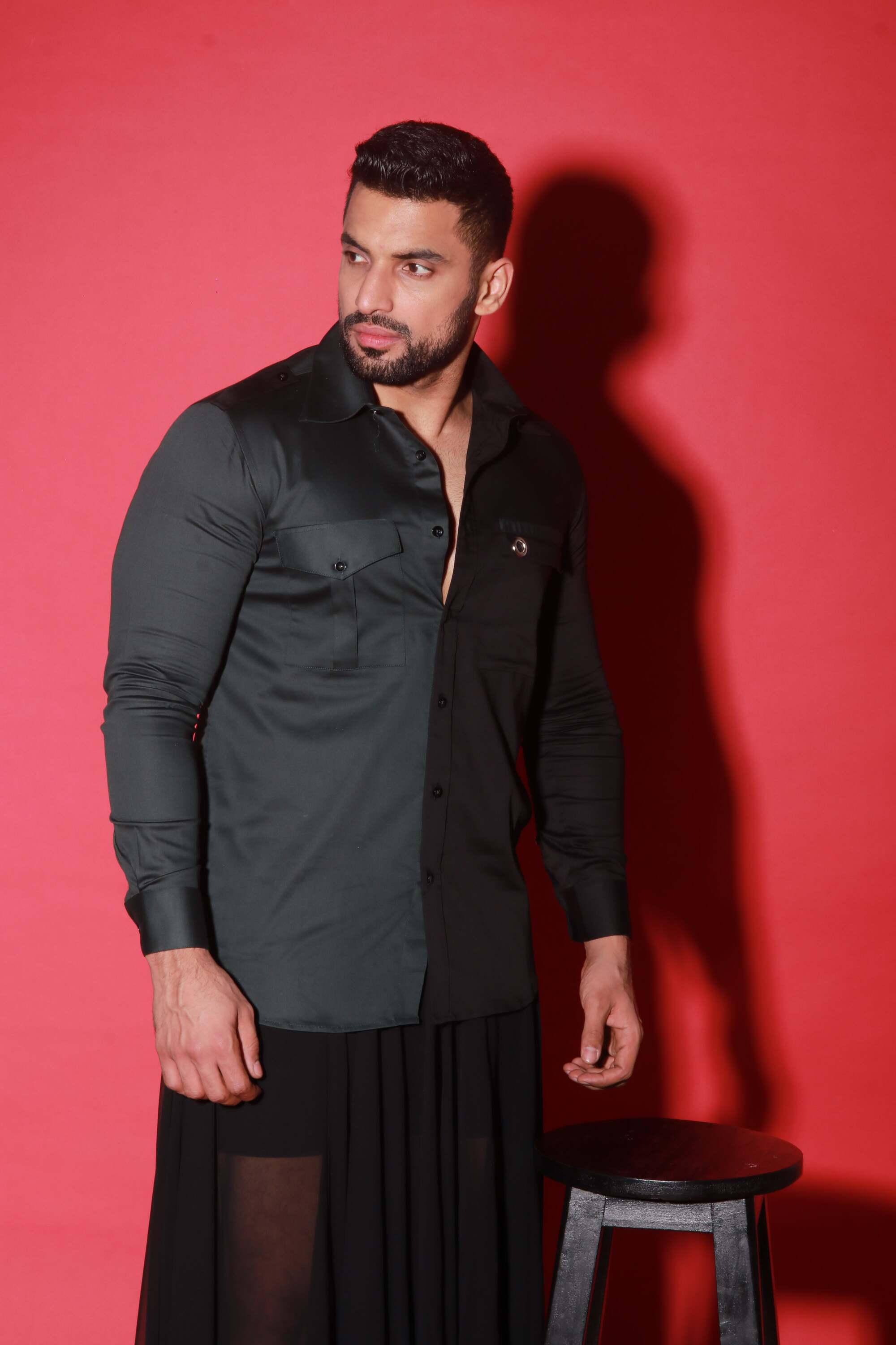 Green and black Shirt.