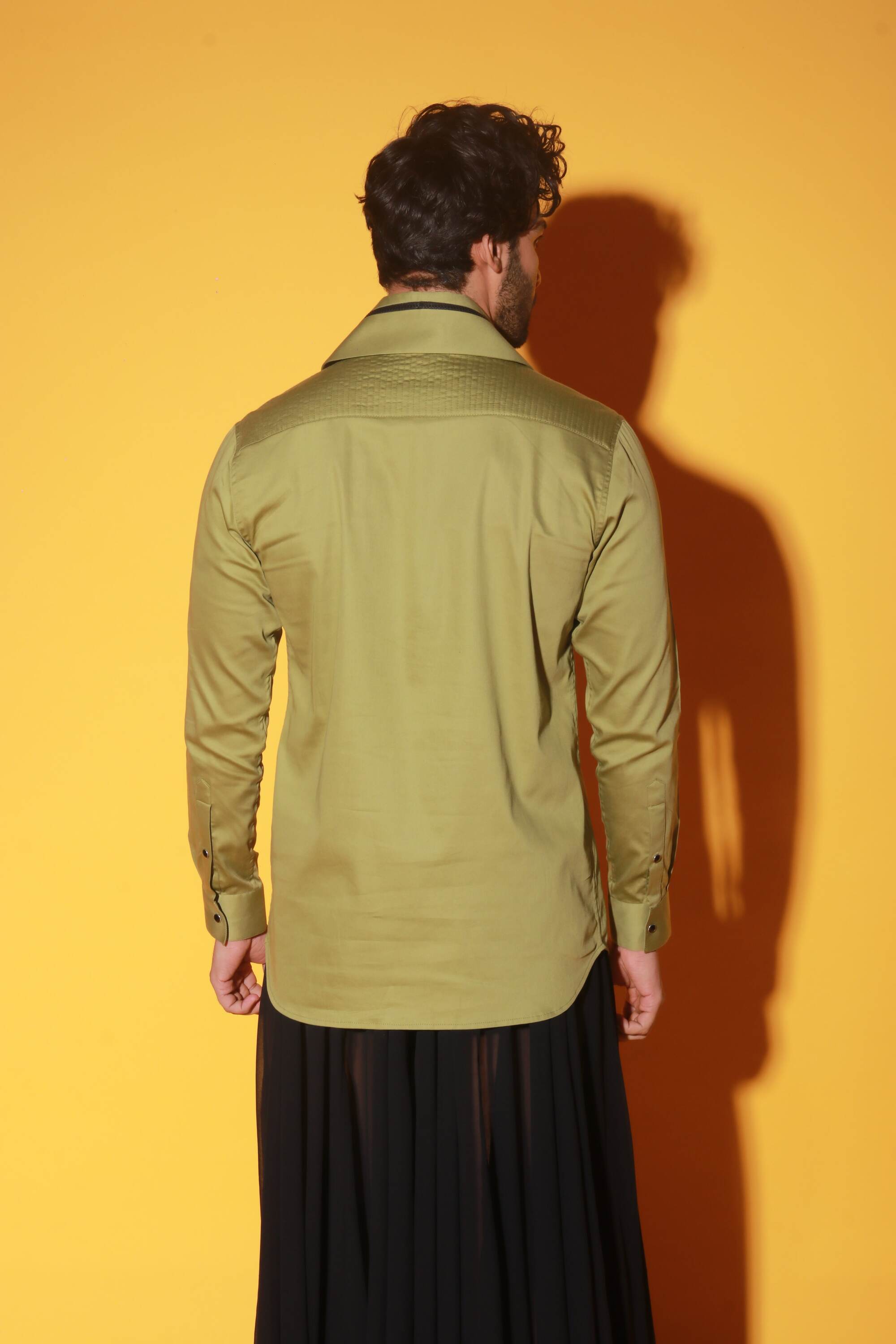 Moss green shirt with quilting