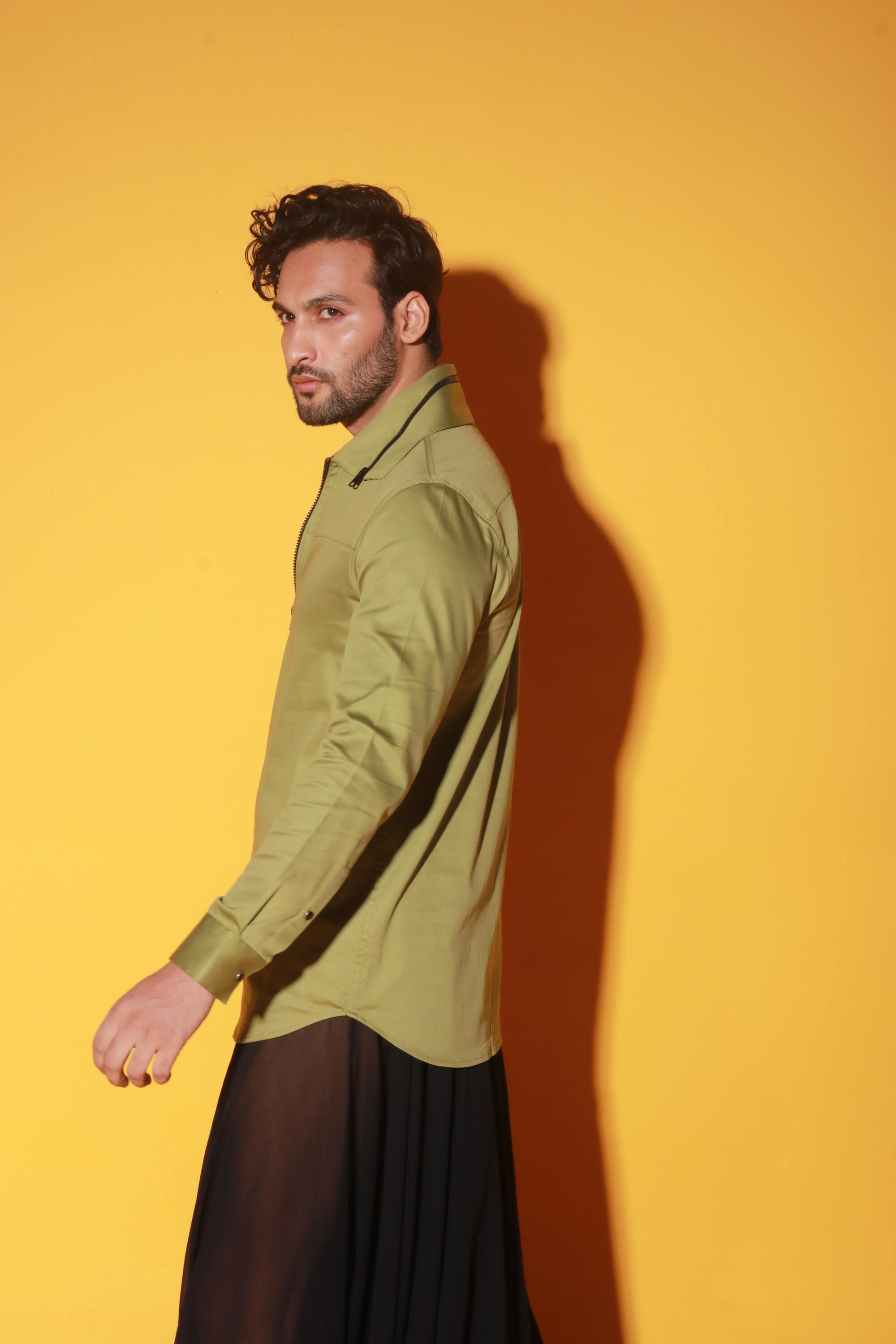 Moss green shirt with quilting