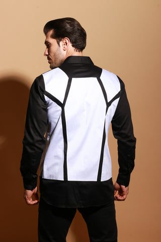 White and black web shirt