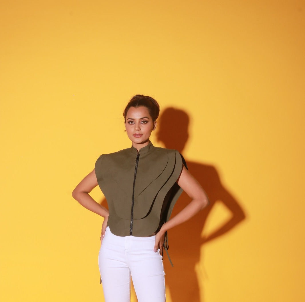 Military green armoured top