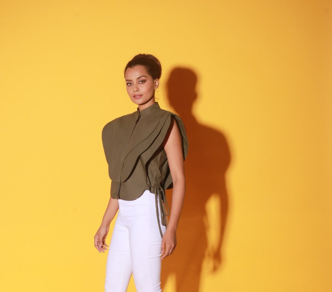 Military green armoured top