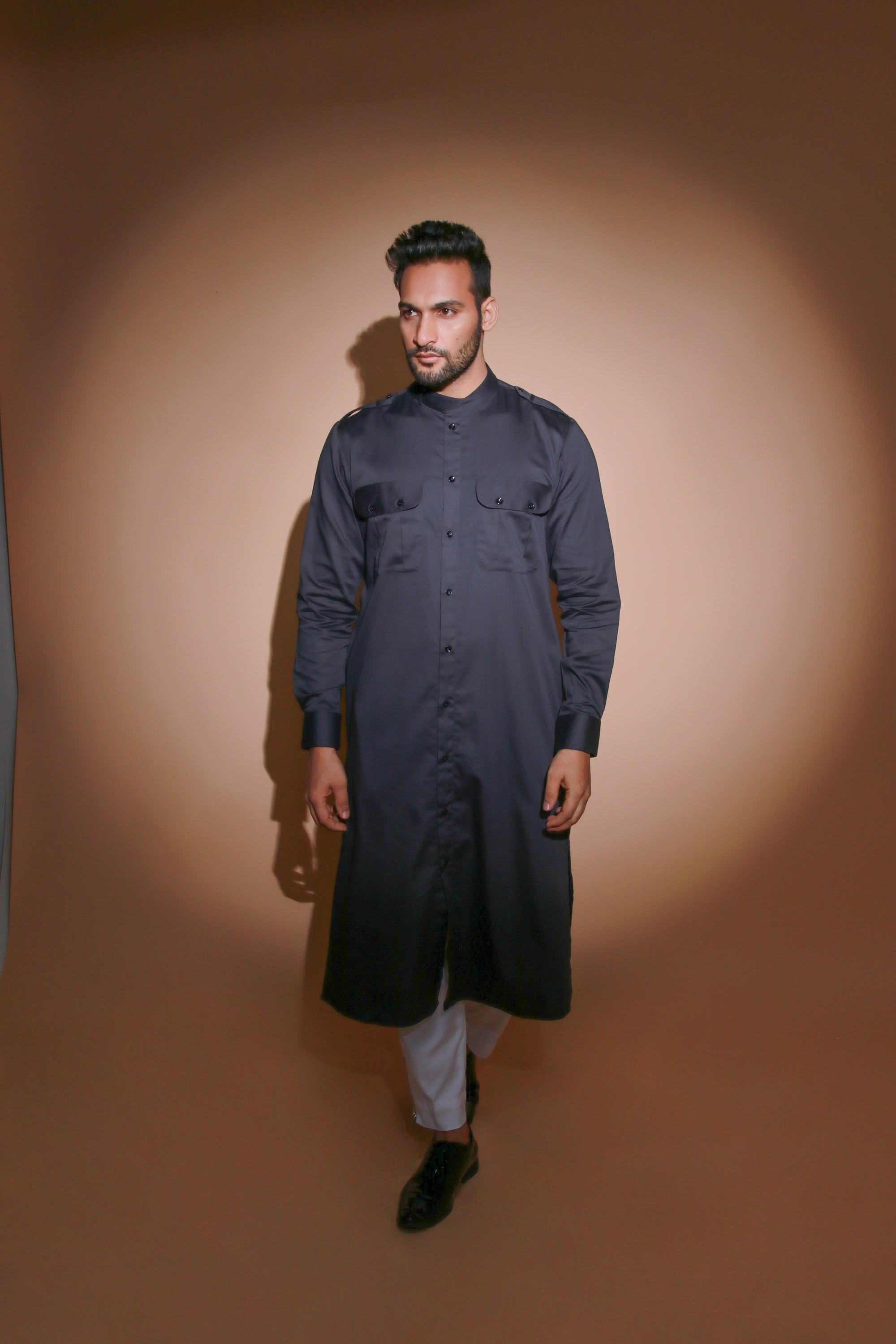 Charcoal grey co-ord set with narrow pant