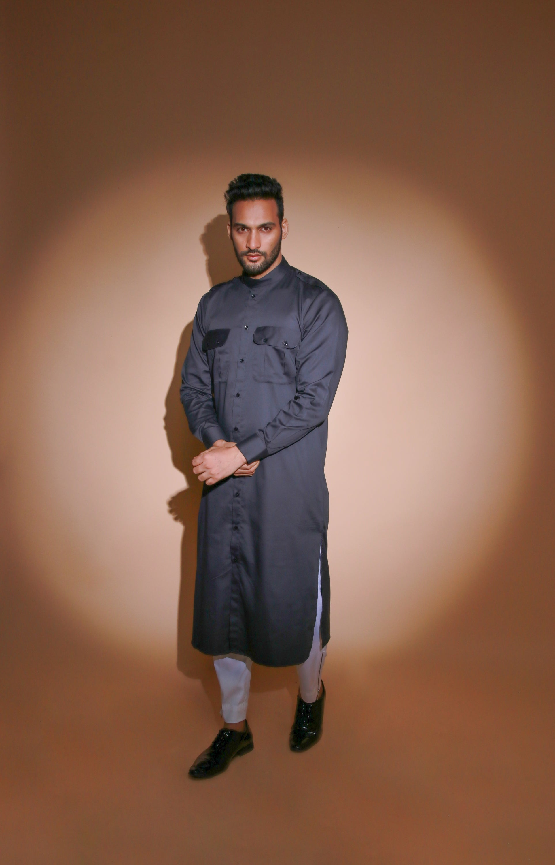 Charcoal grey co-ord set with narrow pant