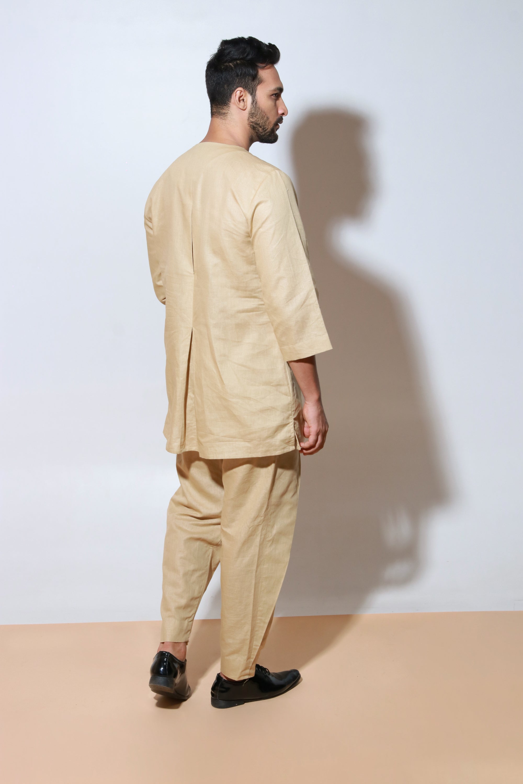 Beige co-ord set with pleats feature