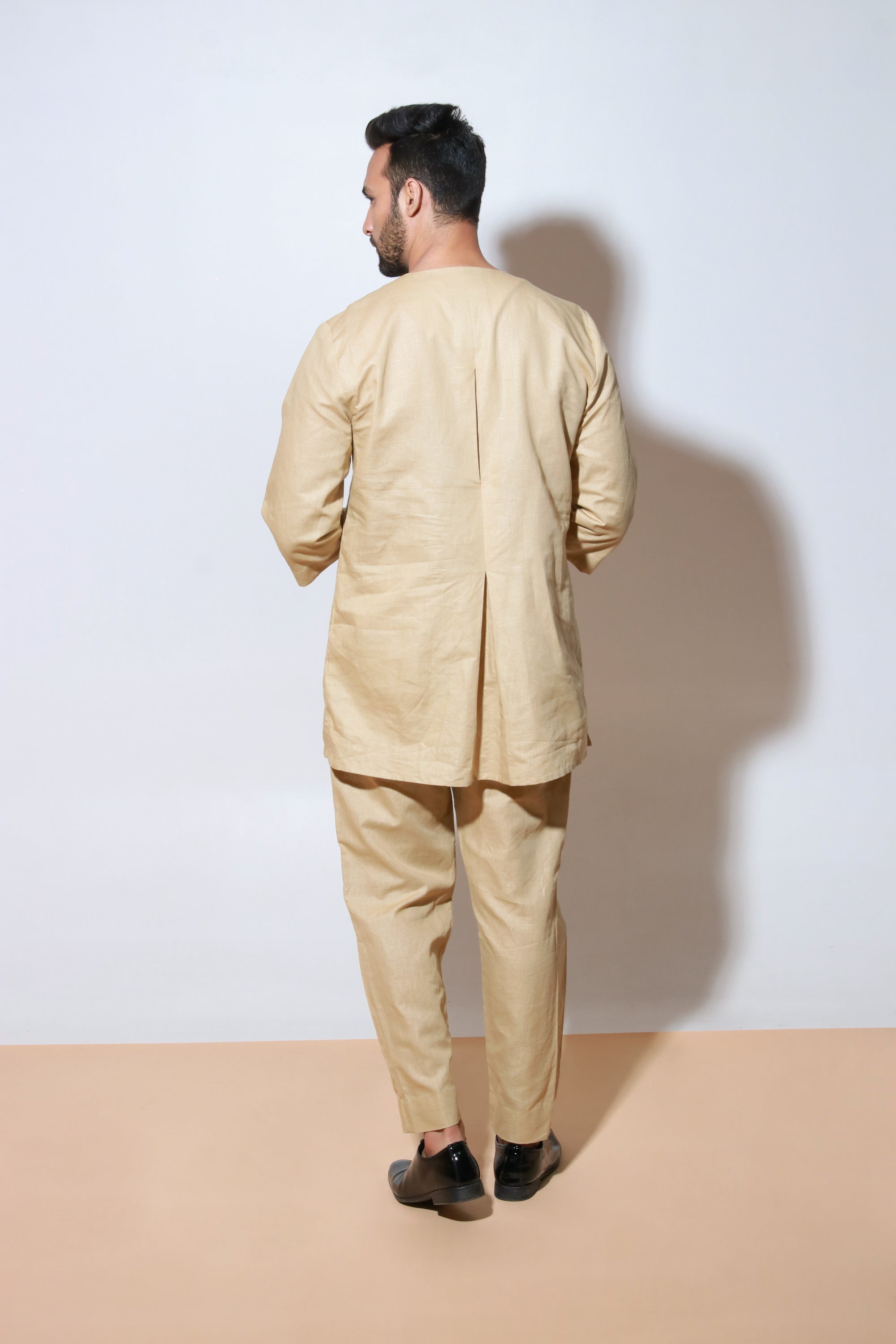 Beige co-ord set with pleats feature